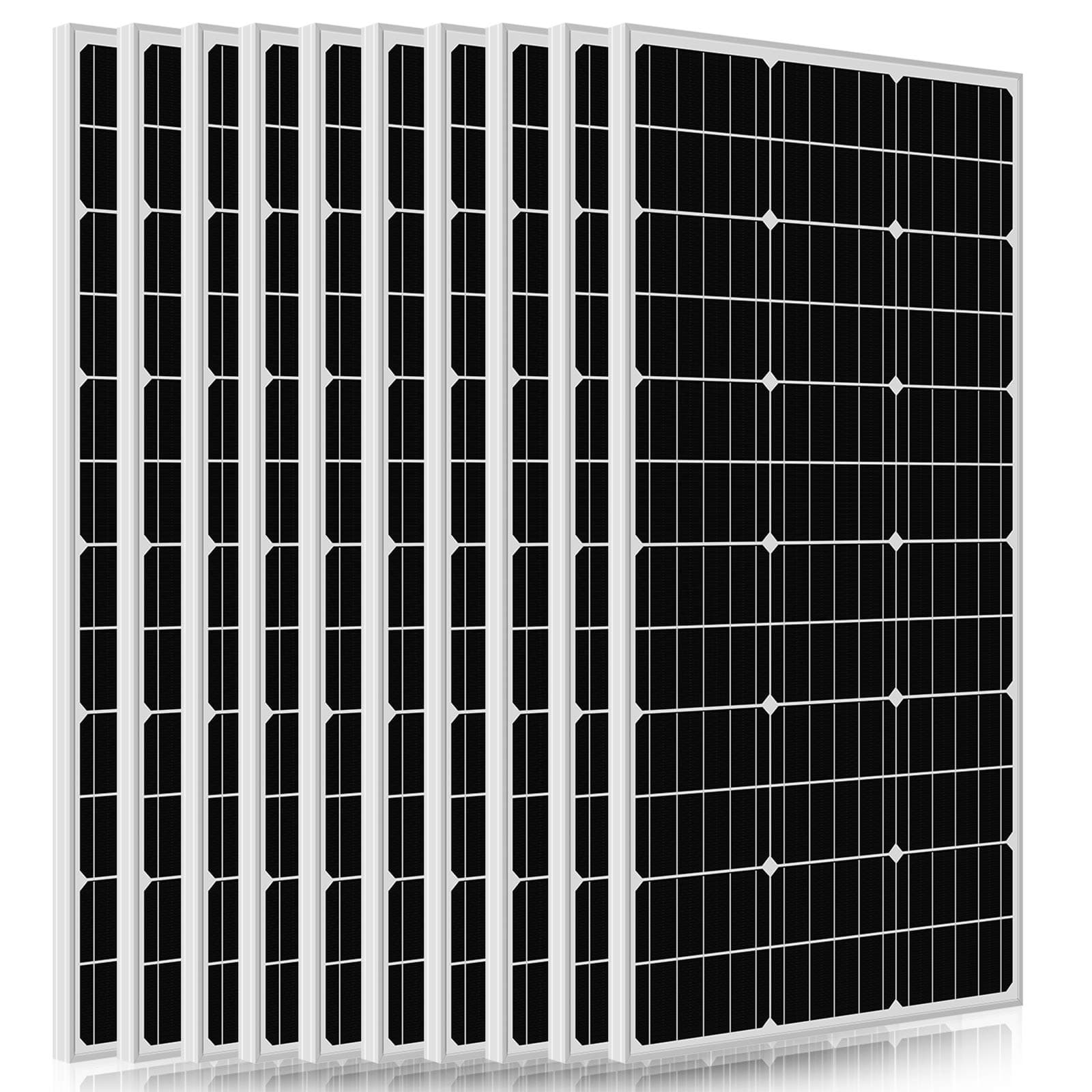 ECO-WORTHY 1KW Solar Panel - 10pcs 100 Watts 12 Volts Monocrystalline Solar PV Solar Panels