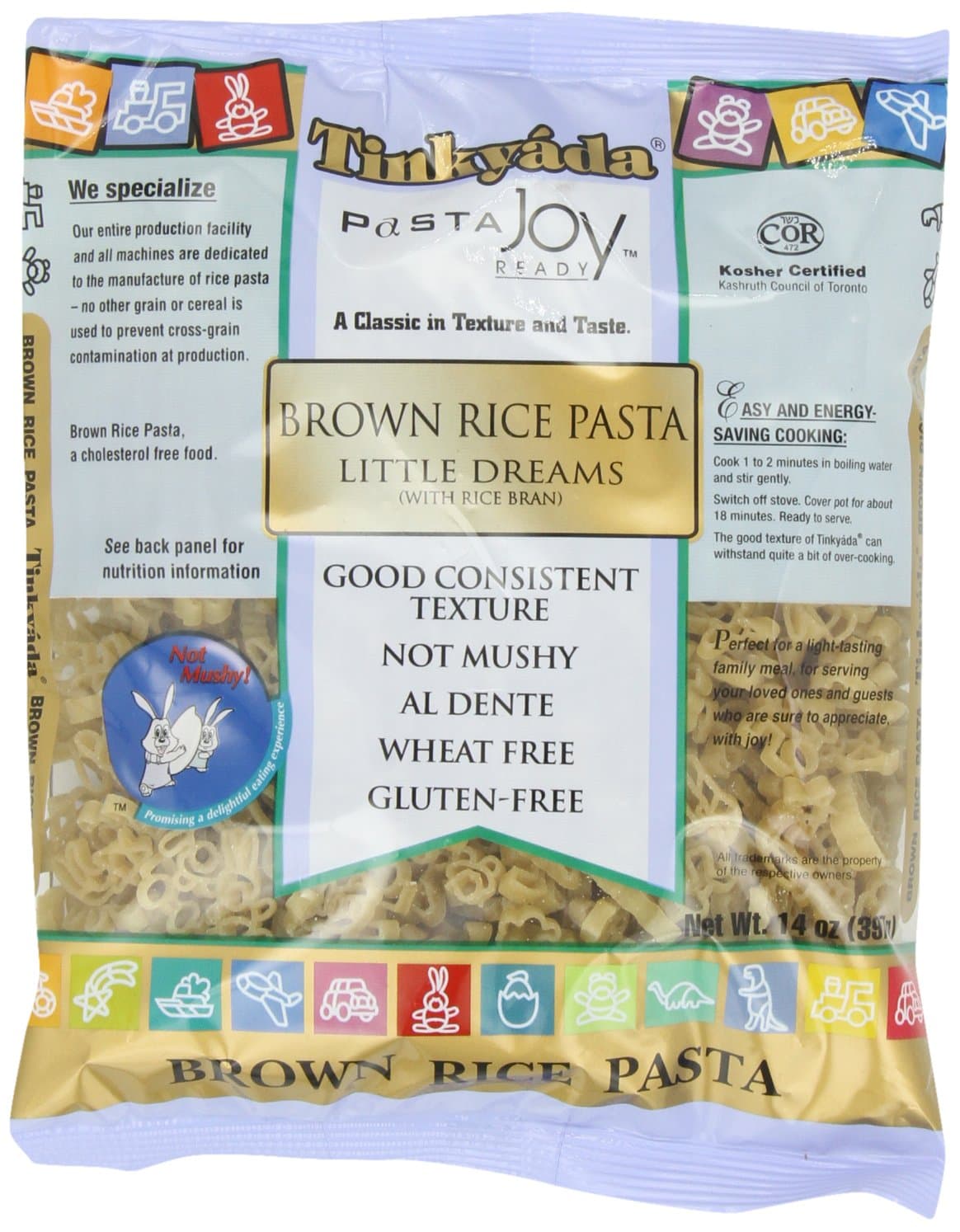 TinkyadaBrown Rice Pasta, Little Dreams, 14 Ounce (Pack of 12)