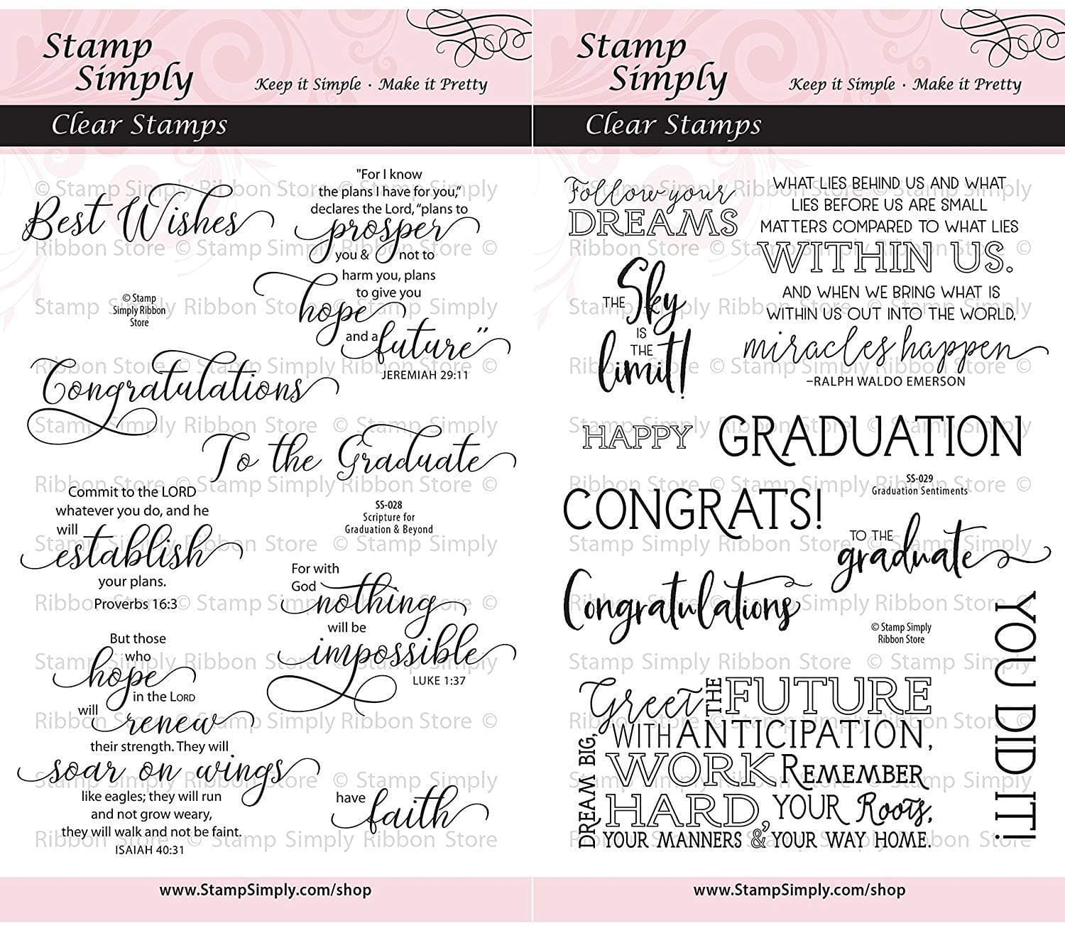 Stamp SimplyStamp Simply Clear Stamps Graduation Congratulations Graduate Scripture Sentiments Christian Religious (2-Pack) 4x6 Inch Sheets - 18 Pieces