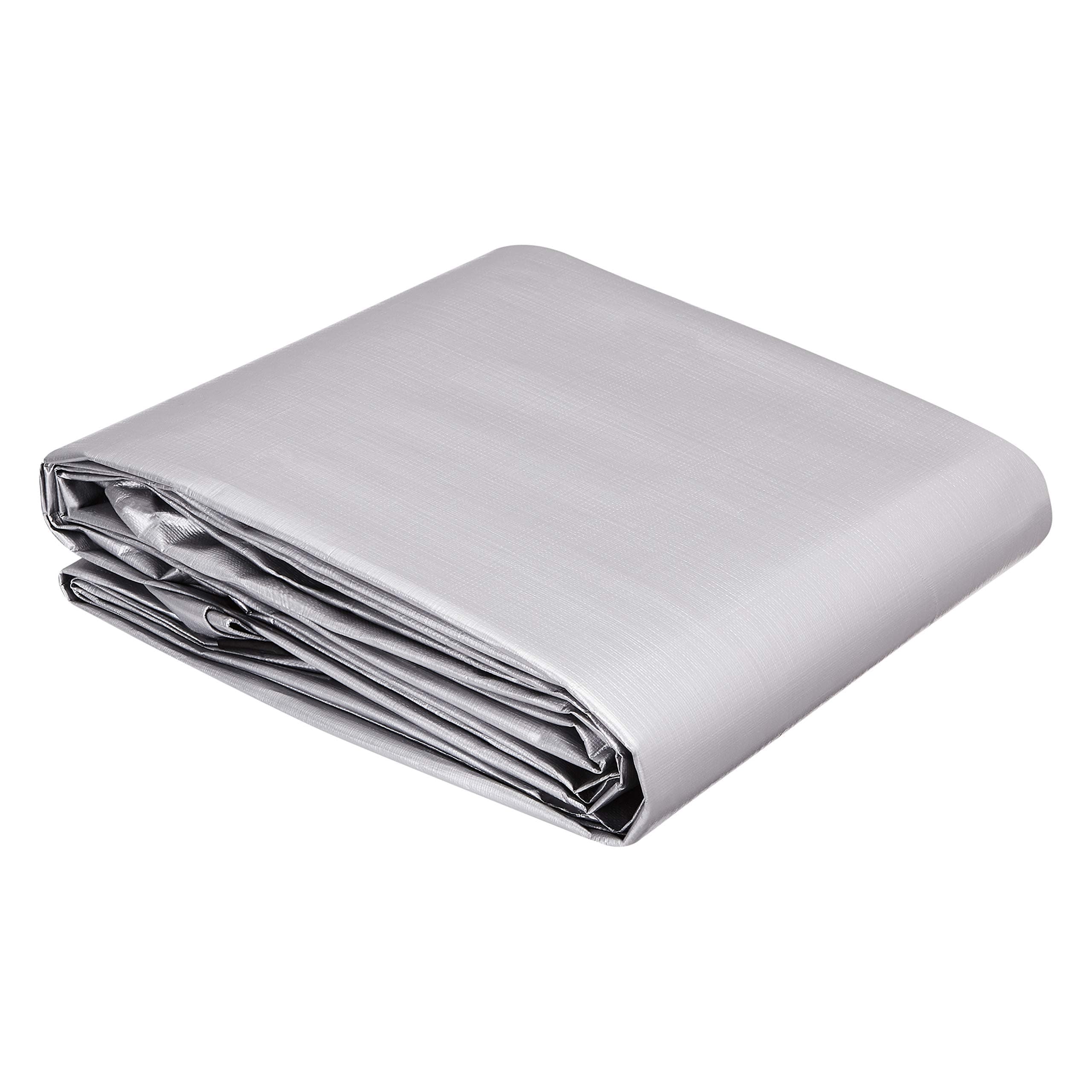 Amazon Basics Multi Purpose Waterproof Poly Tarp Cover, 3.6 x 6 m (12 x 20 ft), 16MIL Thick, 1-Pack, 6kg, Silver, Black