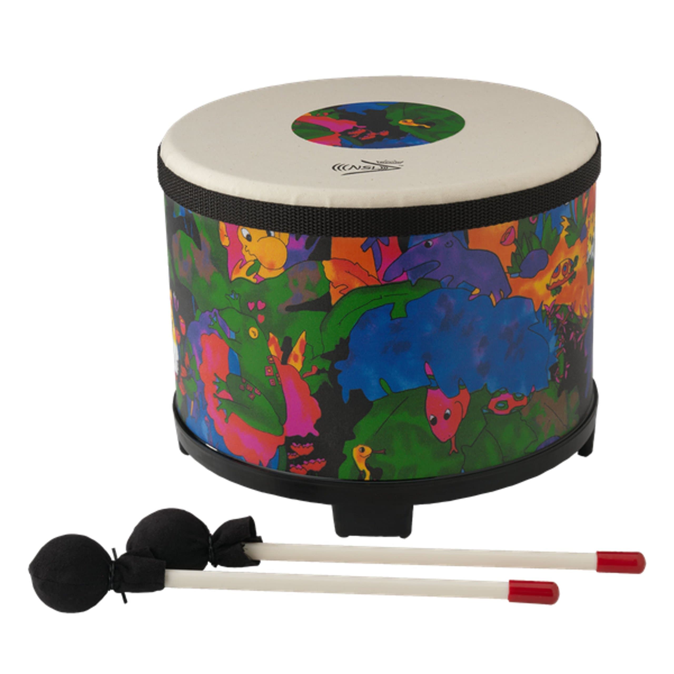 KD-5080-01 Kids Percussion Floor Tom Drum - Fabric Rain Forest, 10"