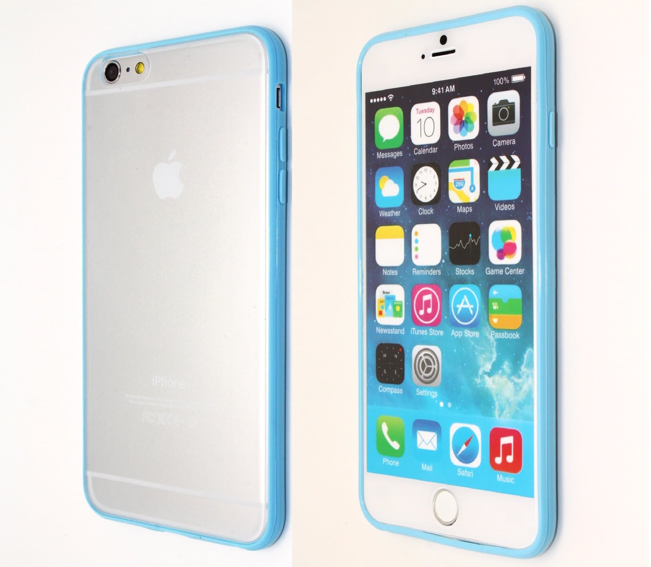 EZstation"Blue" i6 Plus 5.5 inch Snap-On Unique Candy Color Boarder Rim with Semi Clear Back Case for Apple iPhone 6 Plus 5.5" Gel Jelly Rim with Clear Back Cover Skin Case