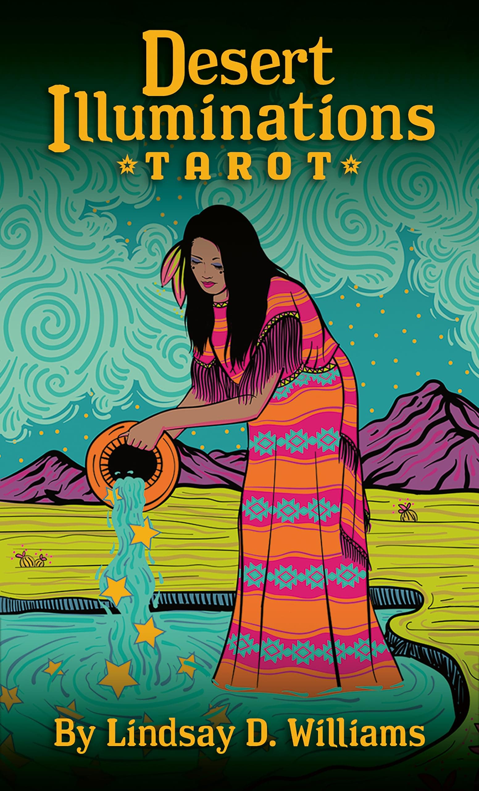 Desert Illuminations Tarot: 78-Card Tarot Deck with Teal Painted Edges & Illustrated Guidebook – American Southwest, Mysticism, Chakras, and Astrology