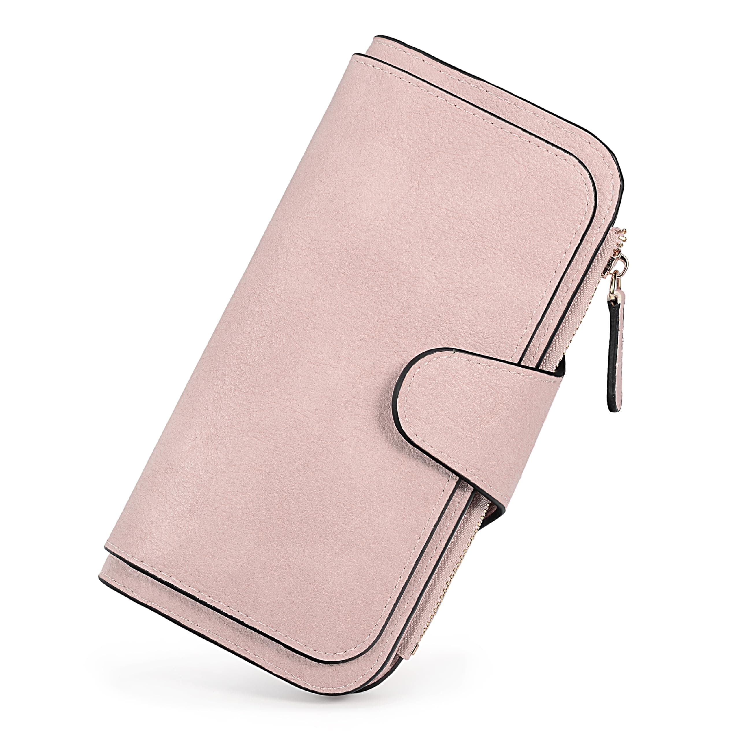 UTO Wallet Women Vegan Leather Wristlet Snap Long Purse Credit Card Holder Elegant Clutch