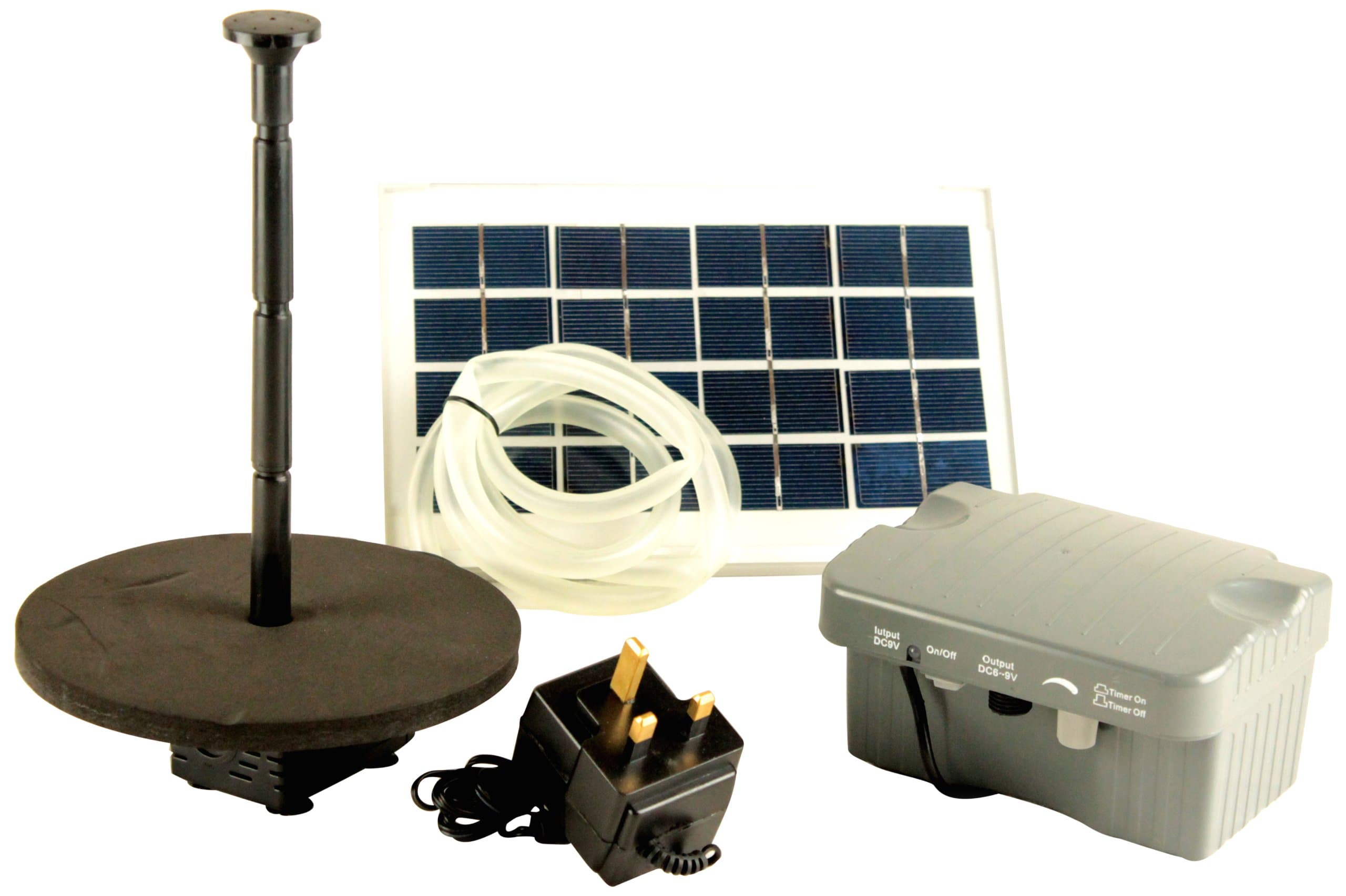 1.25m Solar Fountain Pond Pump with Battery Backup - Floating Pump Kit for Large Garden Pond, Water Feature by PK Green
