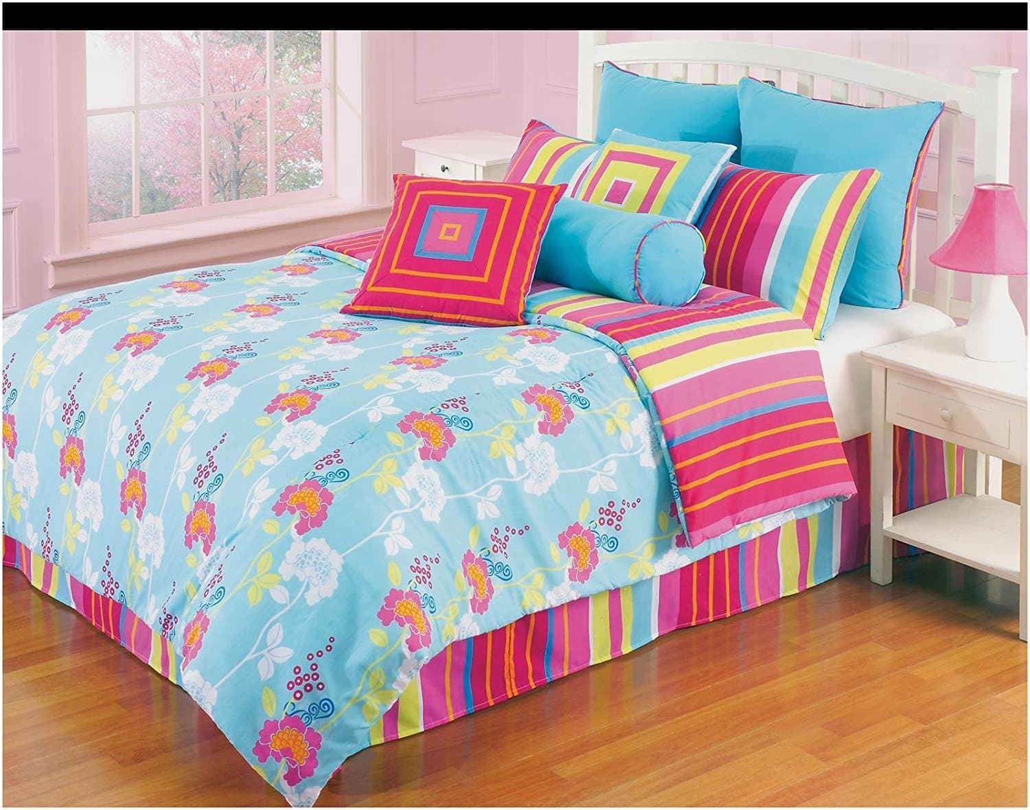 Hallmart Kids 65362 3-Piece Funky Flower Comforter Set, Twin, Aqua