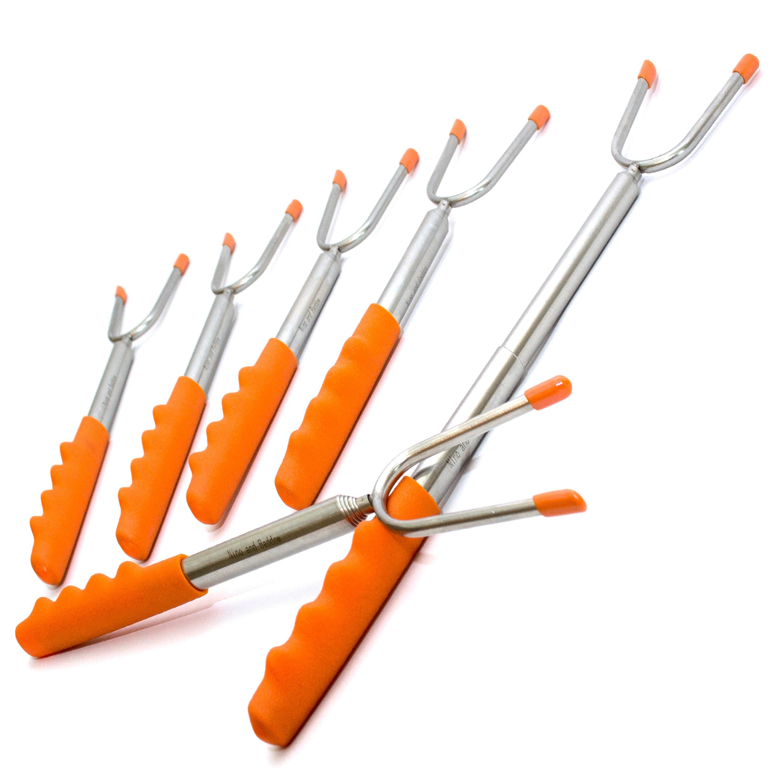 Roasting Sticks by Nino and Baddow-45 Inch Long Telescoping BBQ Sticks are Perfect for a Campfire-Easy to Roast a Marshmallow Hotdog Sausage Meat-Durable Heavy Duty Stainless Steel for The Outdoors