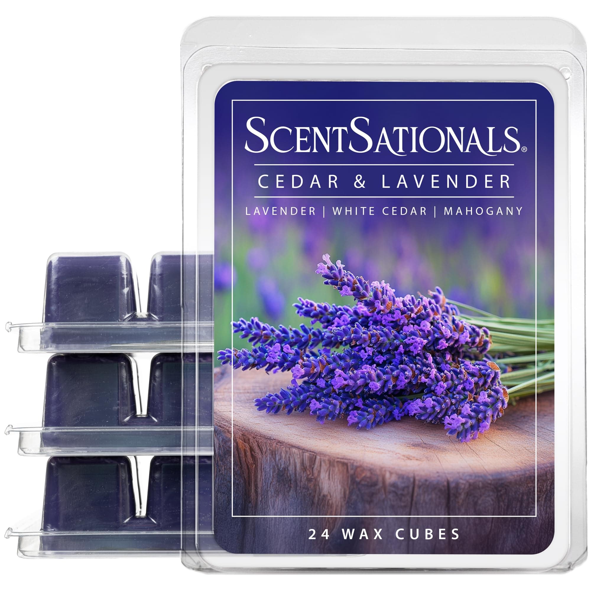 Scentsationals Wax Melts, Wax Cubes Strong Scent - Cedar and Lavender - Long Lasting Scented for Warmer, 10oz (24-Cubes)