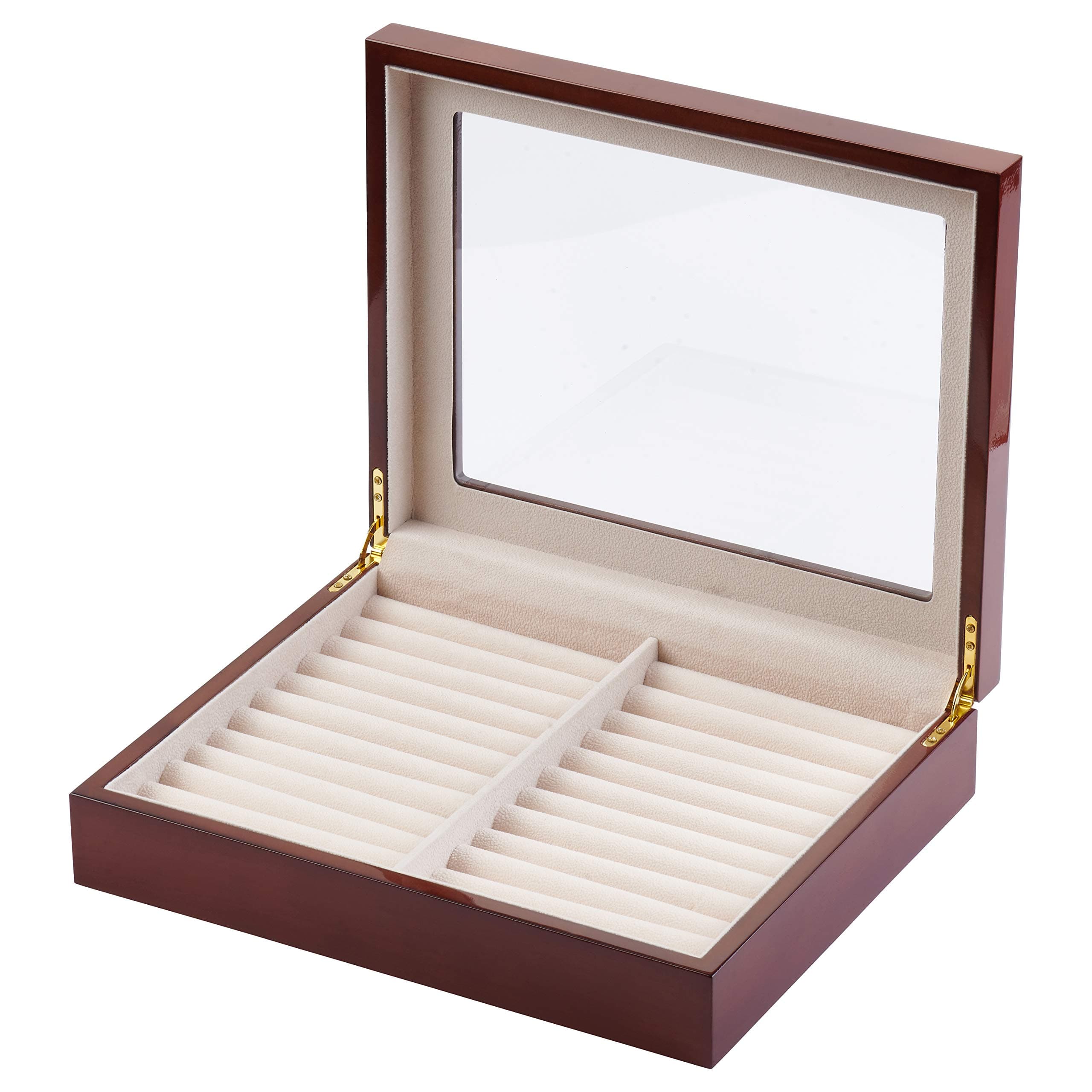 YuanKanJu KeepMeCases Extra Large Wood Cufflink Box Holds 54 Pairs
