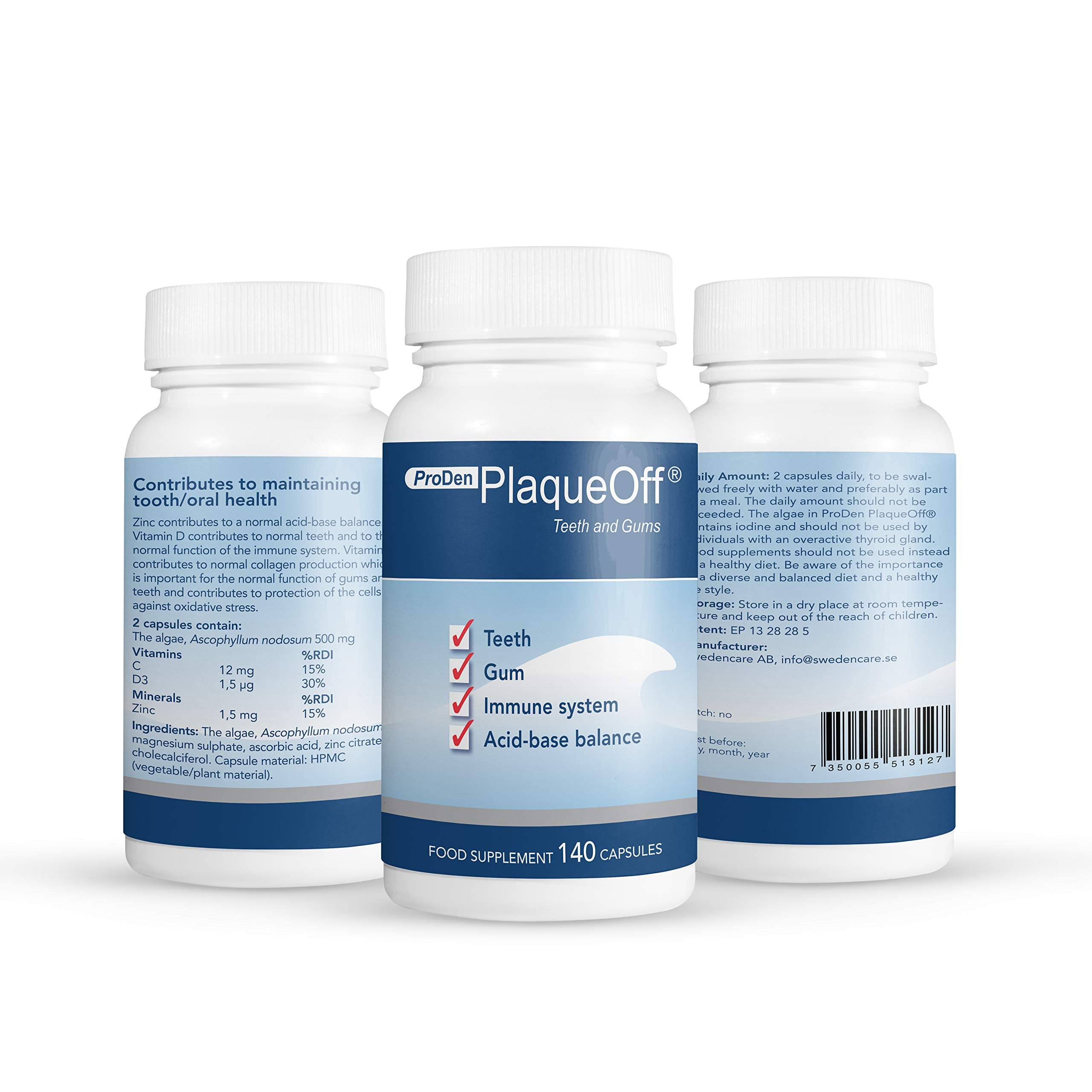 PlaqueOff Teeth Whitening Capsules Helps to Reduce Tartar & Plaques, Boost Dental Hygiene, Does NOT harm The Enamel Works from Within Your Body, Patented, Caps, 140 Count