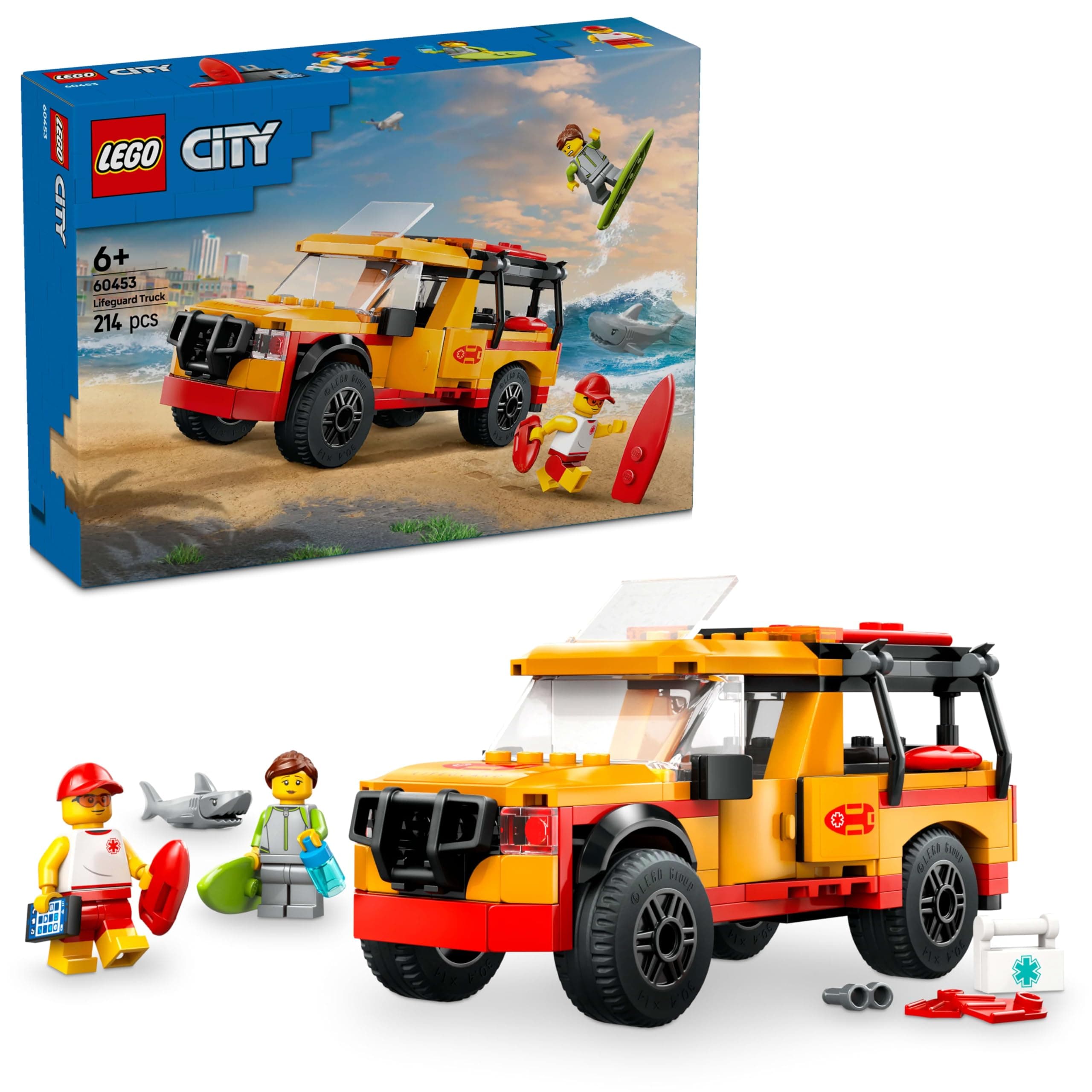 LEGO City Lifeguard Beach Rescue Truck Playset 60453 Building Blocks Toys for 6+ Gift for Boys and Girls