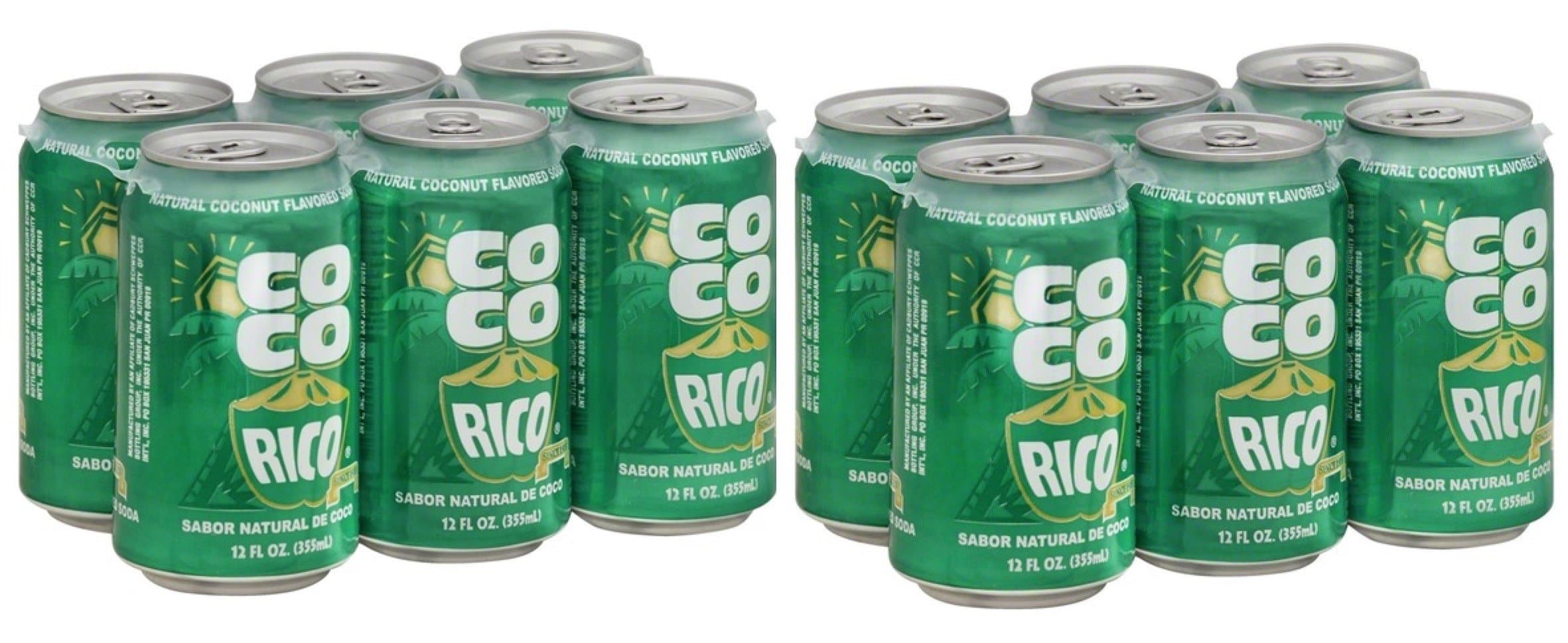 Coco Rico - Natural Coconut Flavored Soda from Puerto Rico - 12 Fl Oz Can per Six Pack (Count of 2)