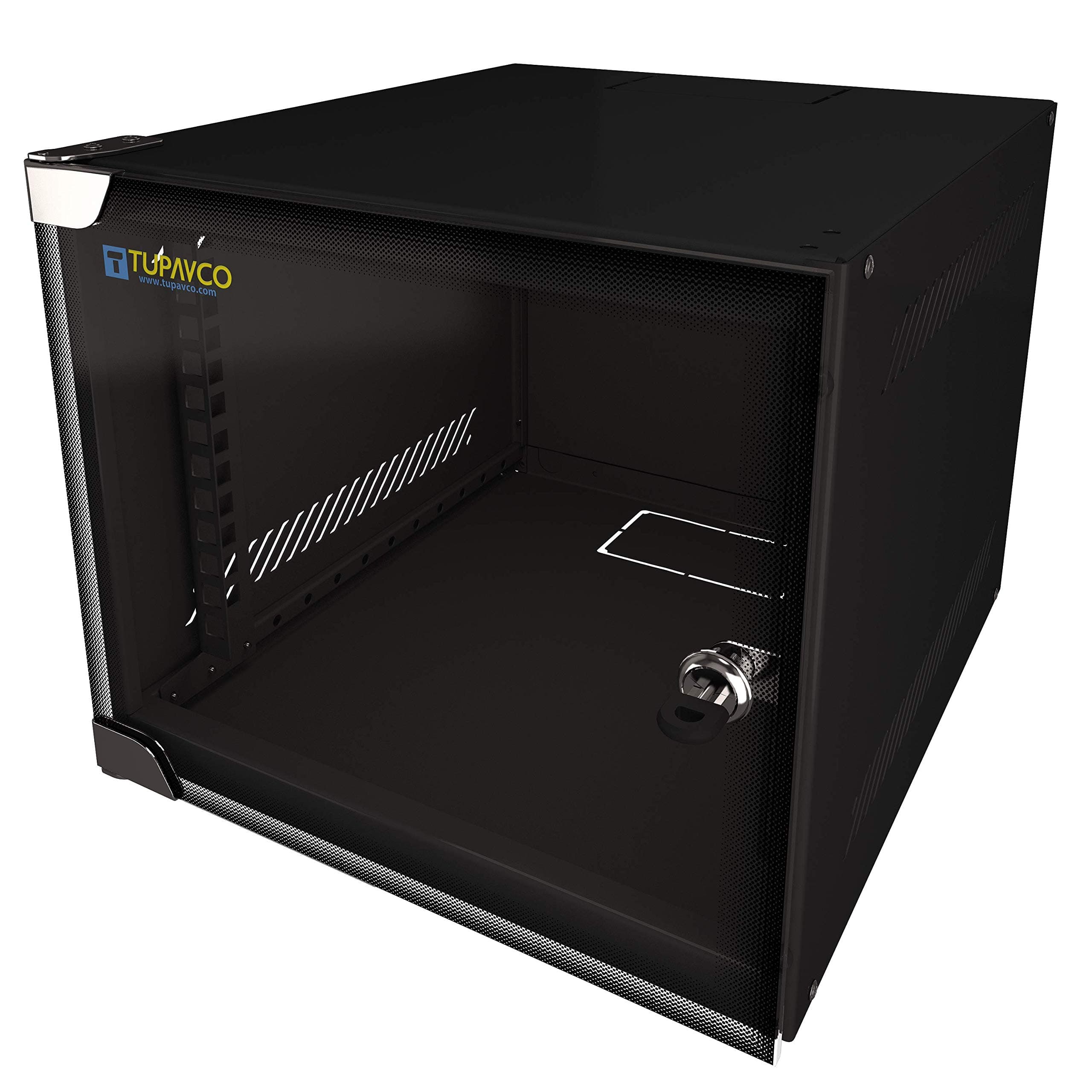 Portable 10" Network Cabinet 4U -Tupavco TP1524- SOHO Floor/Wall Mount Compact Ten Inch Half-Rack -IT Electronics CCTV Media Networking Equipment Server Rackmount Enclosure -Glass Door Secured Lock