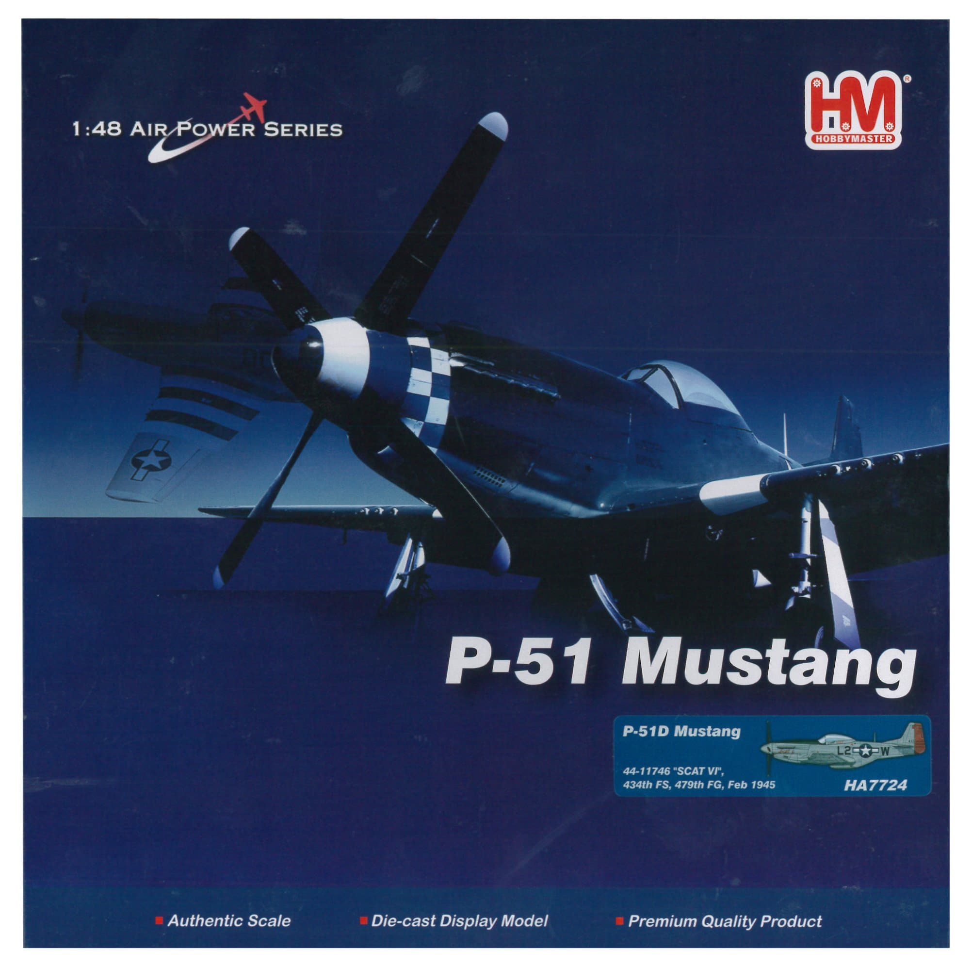 P-51D Mustang, 1:48 Die Cast Model, Scat VI, 434th FS, 479th FG, USAAF, February 1945, by Hobby Master