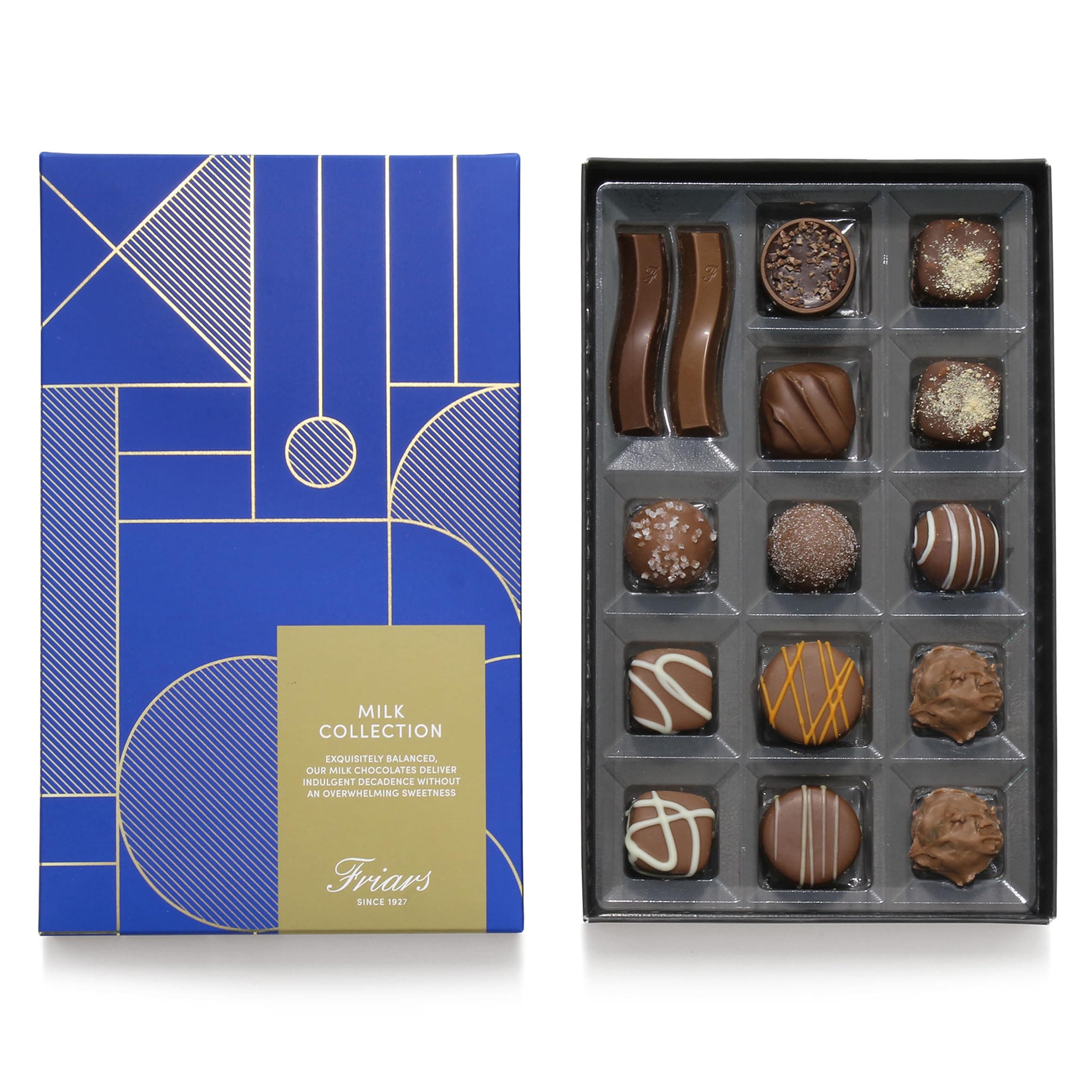 Friars Milk Chocolate Collection | 15 Luxury Assorted Belgian Chocolates | No Alcohol | Ideal Present for Special Occasions, Birthday, Valentines, Anniversary