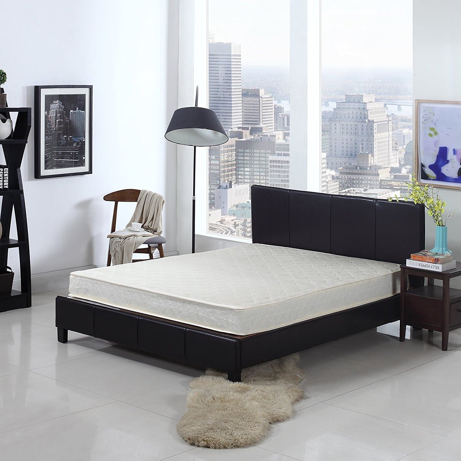 Swiss Ortho Sleep, 8" Inch Certified Bonnell Coil Pocket Spring Contour Mattress (Queen, White)