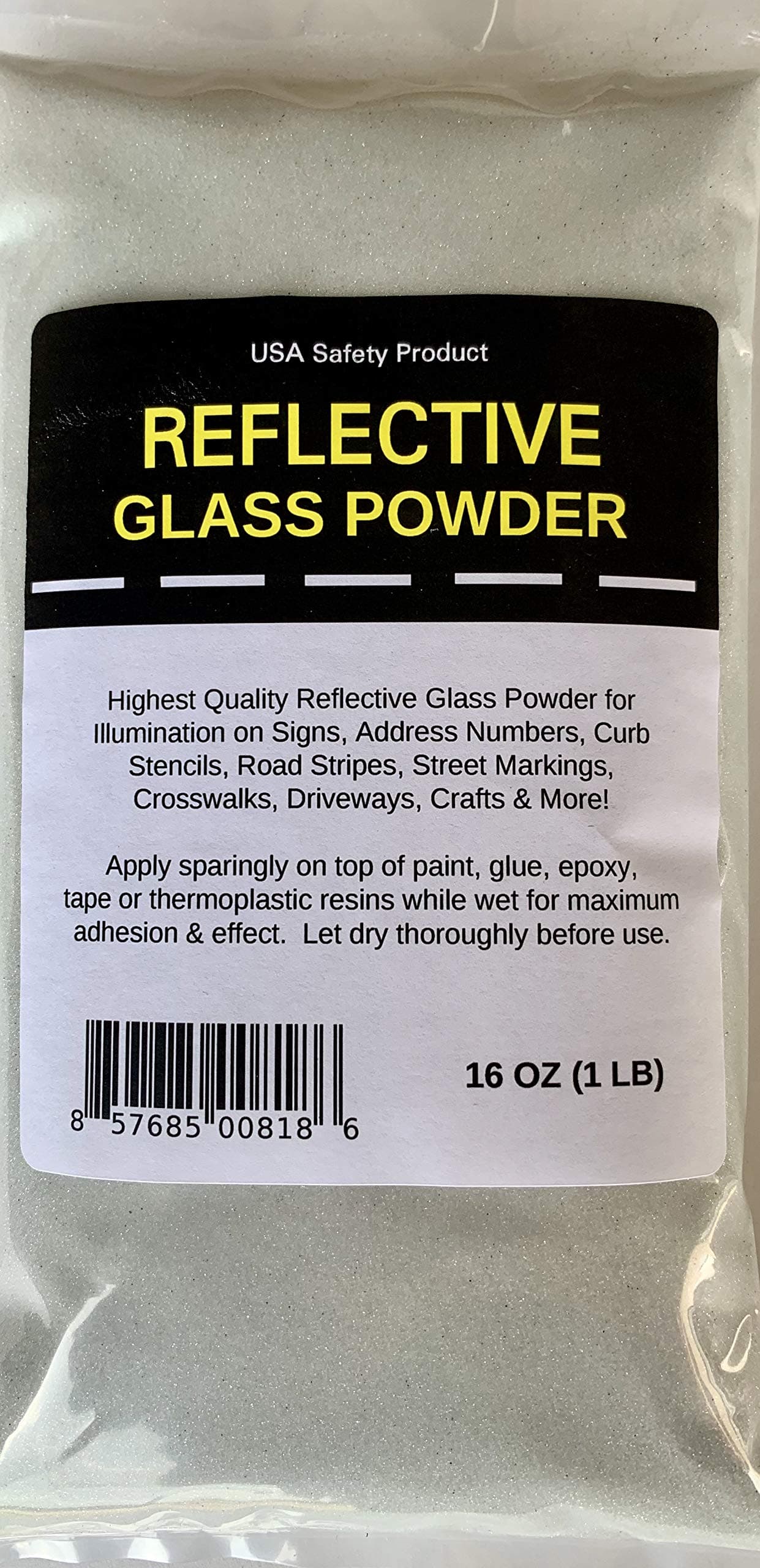 Reflective Glass Powder for Road Marking, Curb Paint, Traffic Paint, Pavement Striping, Parking Lots, Crosswalks, Driveways, Airports, Traffic Signs, Painting, Arts & Crafts (1 LB Bag)