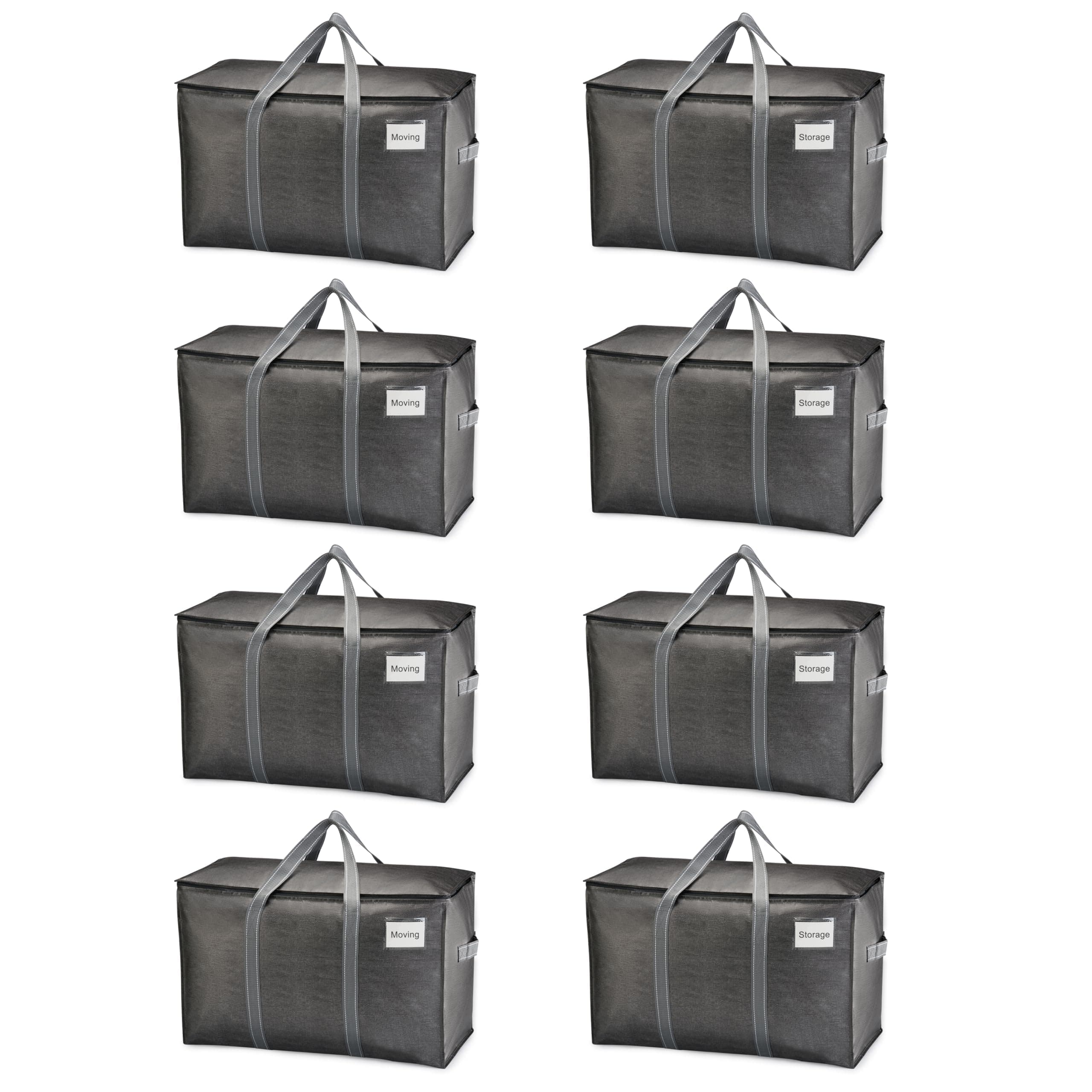 VENO 8 Pack Heavy Duty Moving Bags, Extra Large Storage Bags with Reinforced Handles & Strong Zippers, Foldable & Reusable Moving Box Alternative for Clothes & Dorm Storage