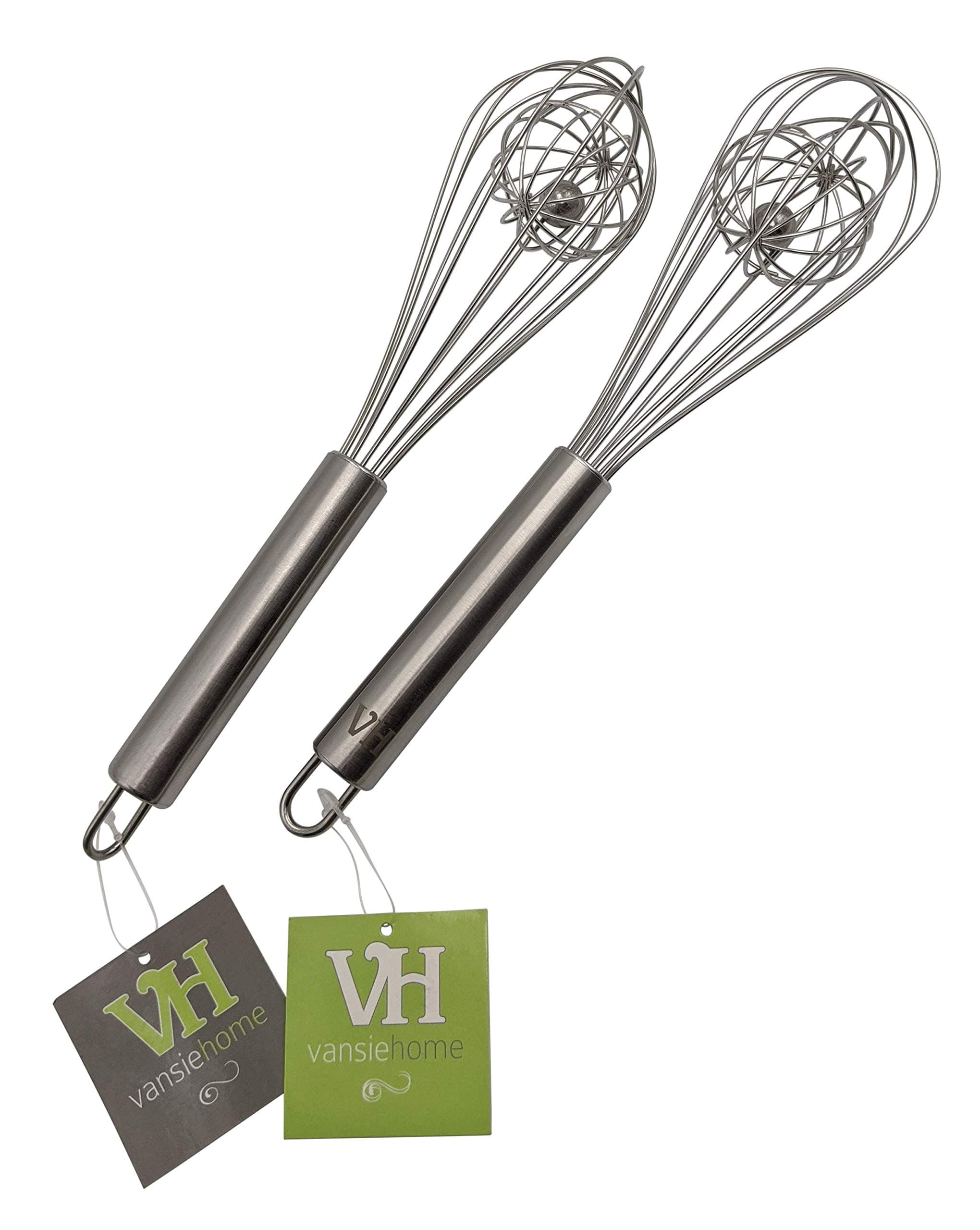 VansieHome 8" & 10" Super Whisk Combo - Perfect for Cooking & Baking. Durable, Well-Made & Rust-Free Stainless Steel for a Lifetime of Use (8" & 10" Combo)