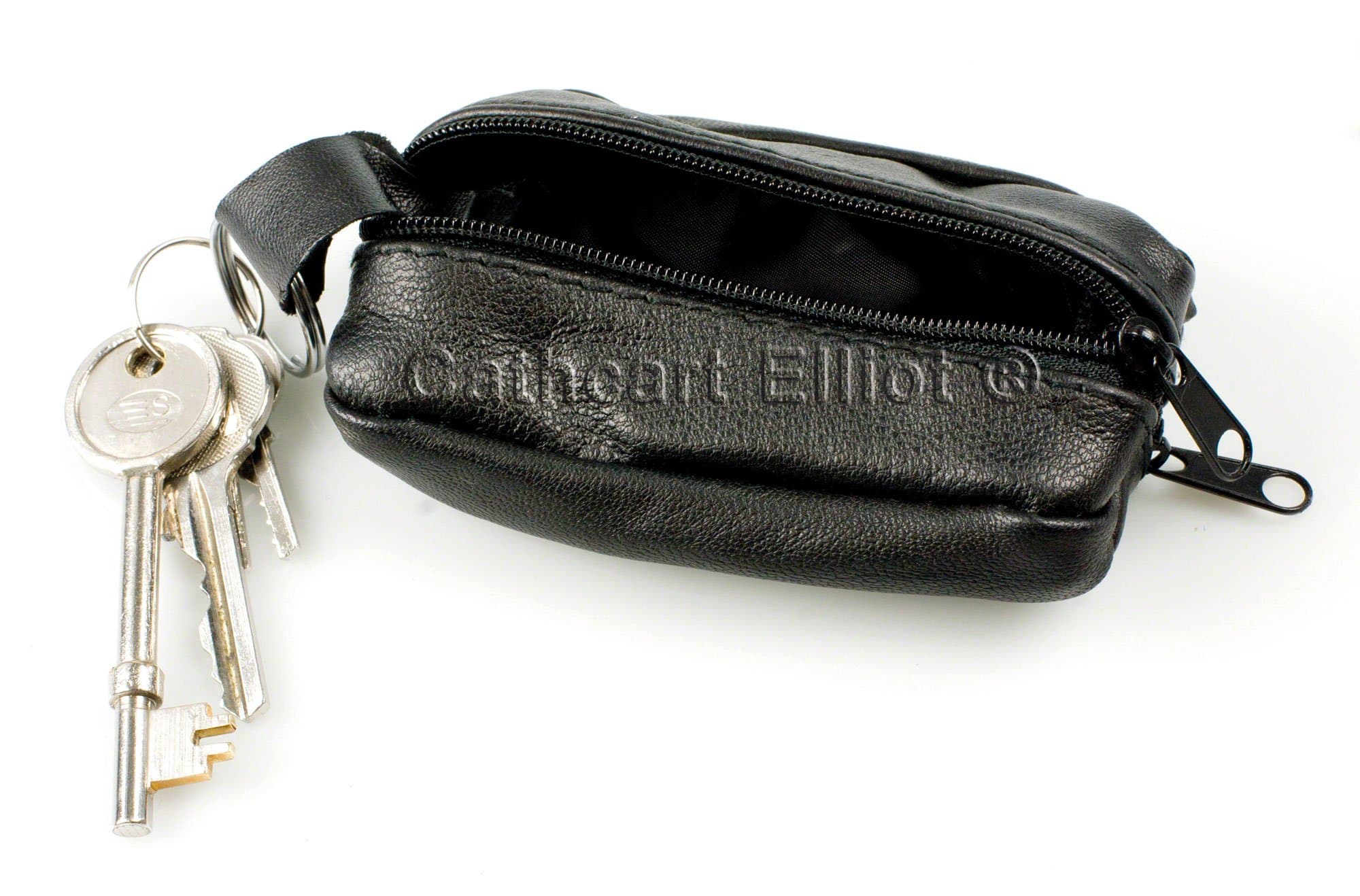 Genuine Black Leather Key and Coin Pouch case by Cathcart Elliot UK Seller