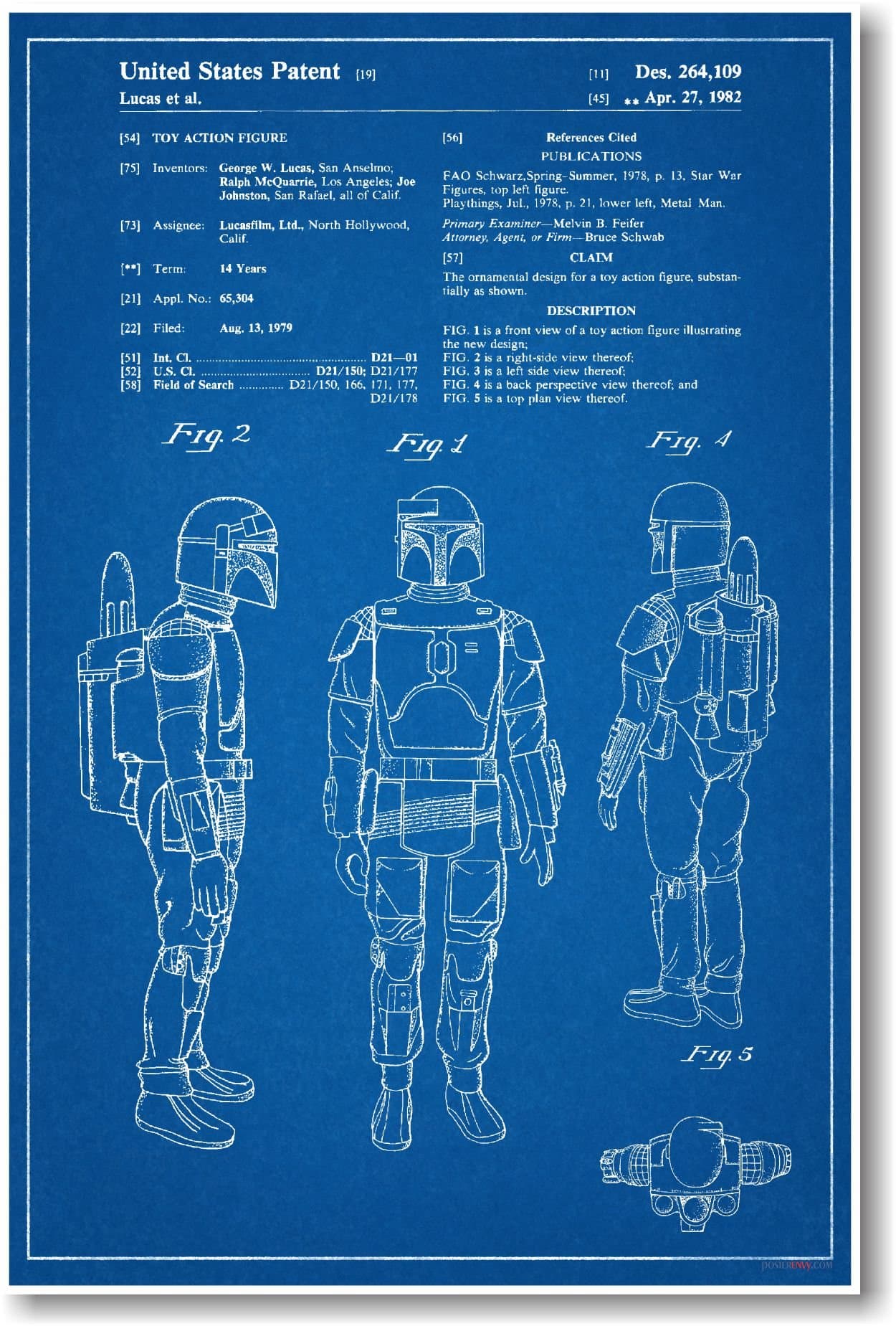 Boba Fett Patent - NEW Famous Invention Star Wars Blueprint Poster