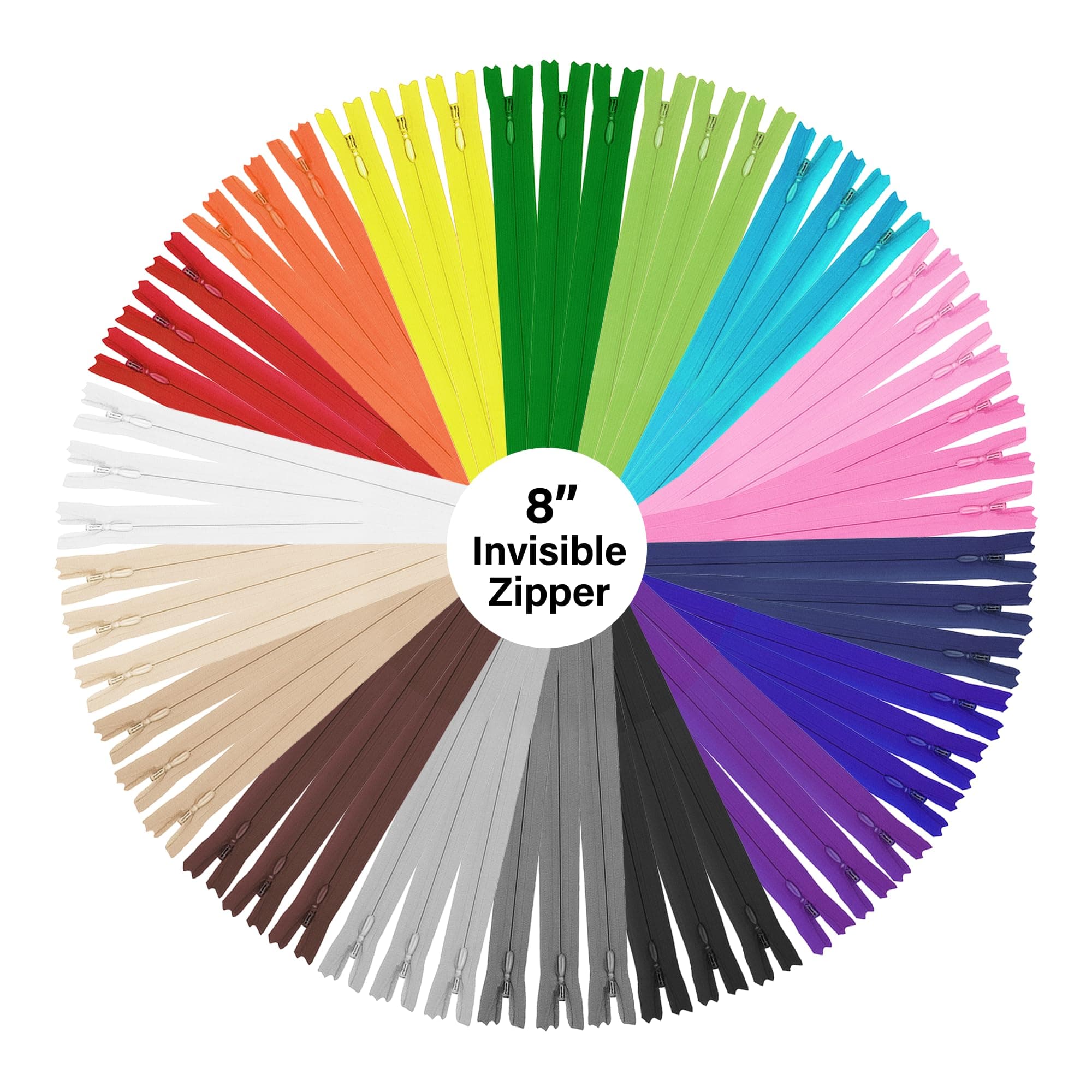 Mandala Crafts Nylon Invisible Zipper for Sewing, 8 Inch Bulk Hidden Zipper Supplies in 20 Assorted Colors;