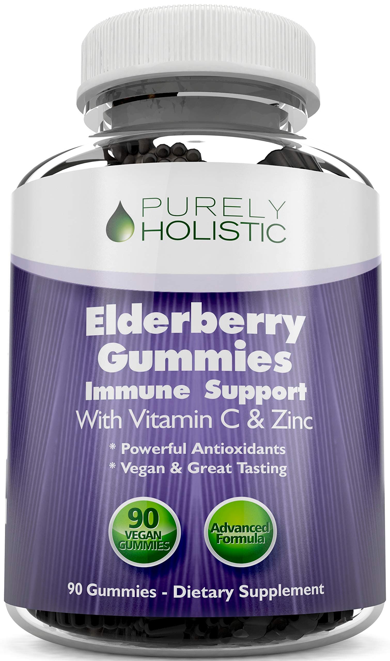 Elderberry Gummies, 90 Vegan Sambucus Elderberry Gummies with Added Vitamin C and Zinc, Immune Support Booster for Adults and Kids – Non GMO, Vegetarian & Gluten Free