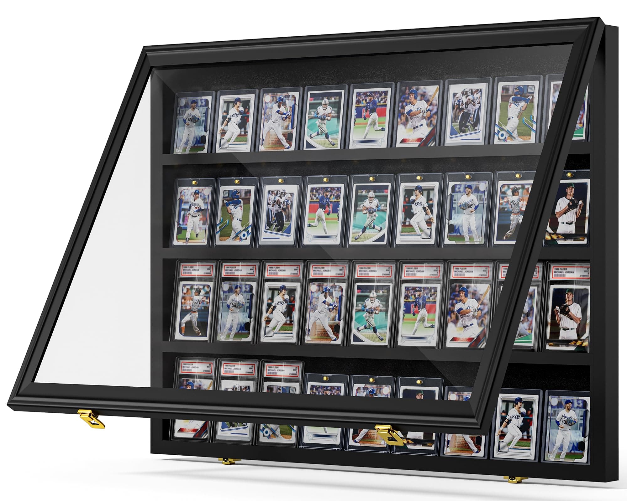Mlikero Baseball Card Display Case, 36 Graded Card Display Frame Lockable, Trading Card Display with UV Protection Sports Card Display Case for Baseball Cards, Football Cards, Sports Cards