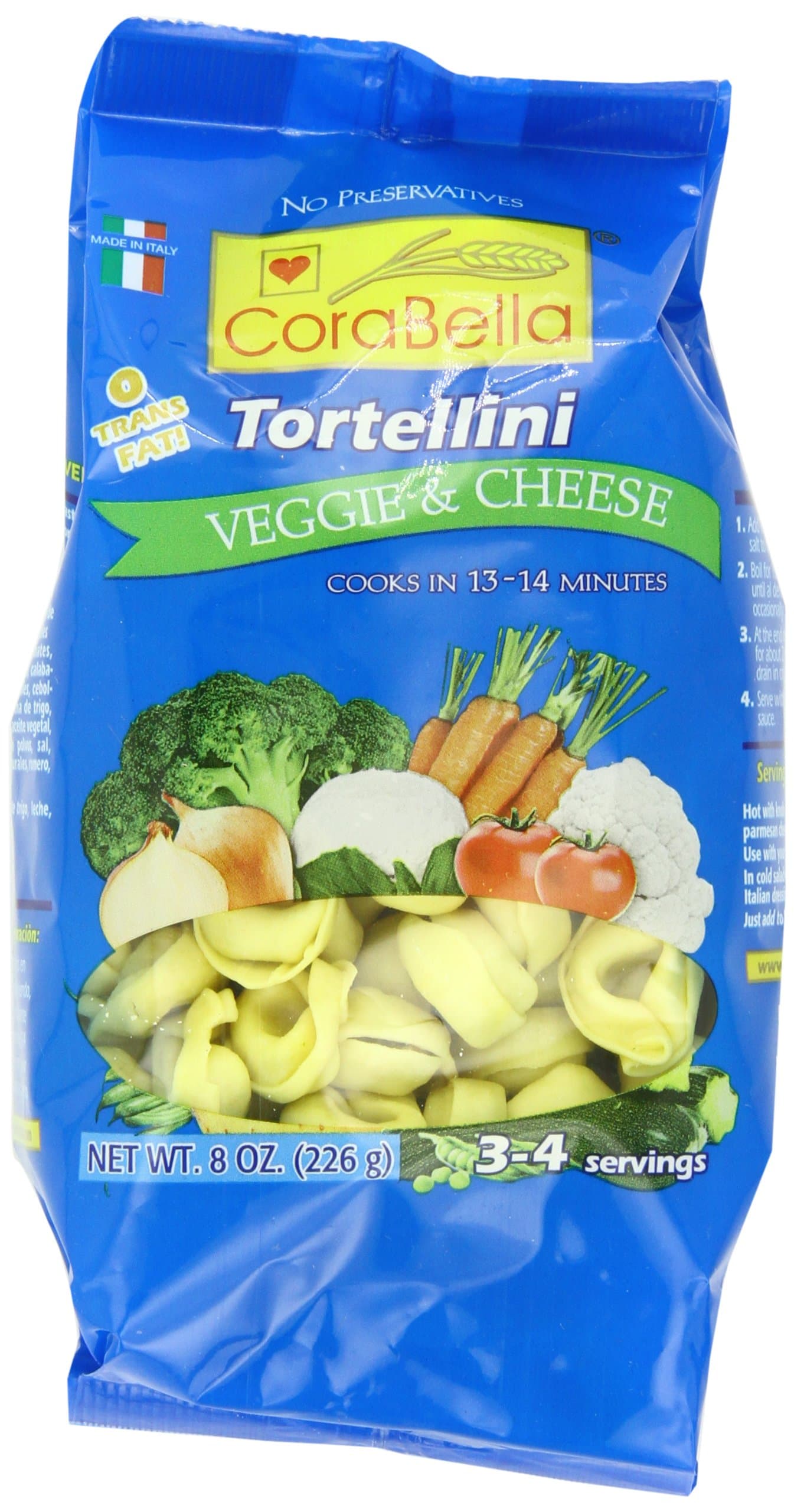 Corabella Tortellini, Veggie and Cheese,8 Ounce (Pack of 12)