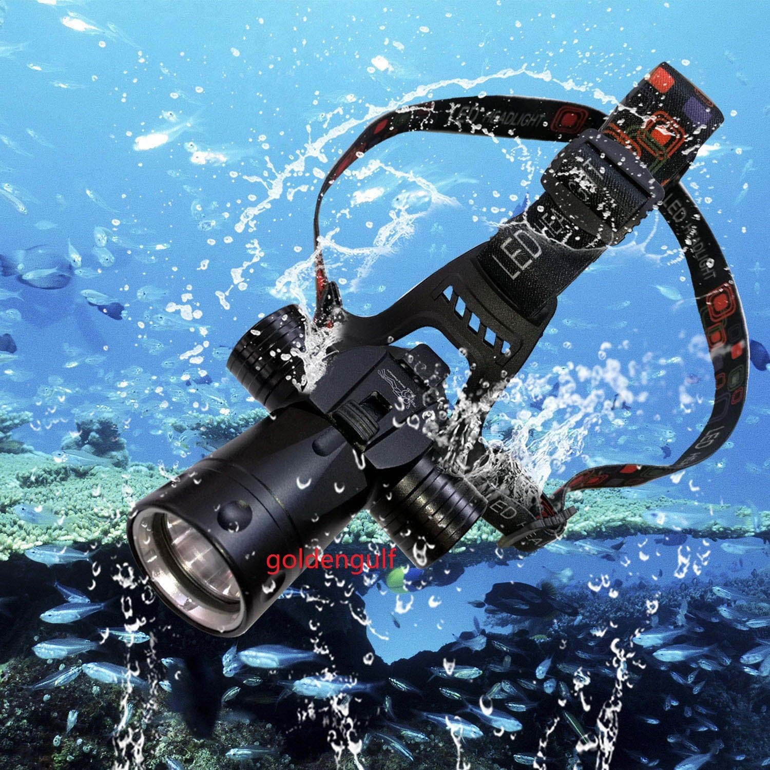 Rechargeable Cree L2 Aluminum Waterproof Diving Swimming Hiking Camping Hunting Fishing Headlamp Underwater 1800 Lumen Safety Head Light Flashlight