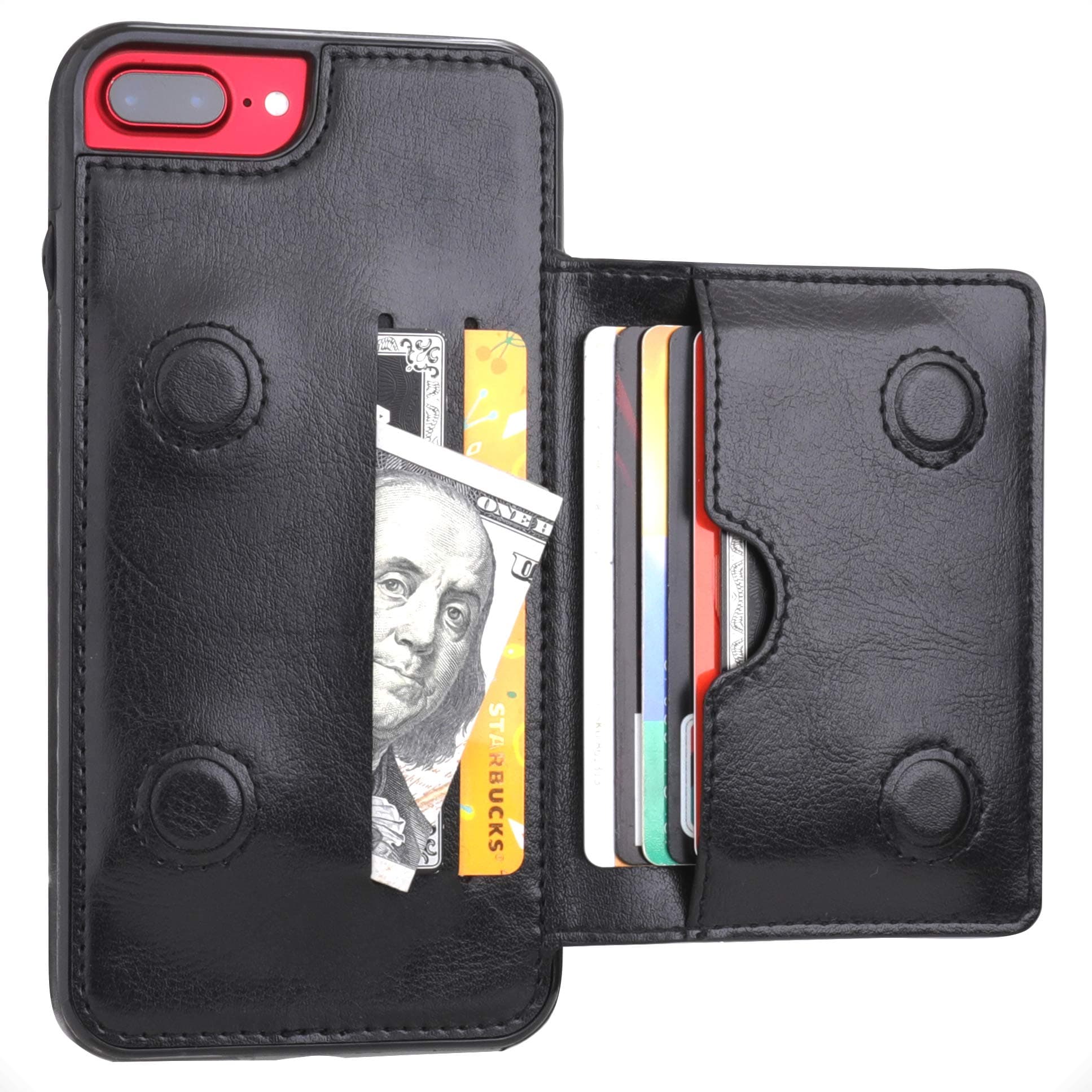 KIHUWEYiPhone 7 Plus iPhone 8 Plus Wallet Case with Credit Card Holder, Premium Leather Kickstand Durable Shockproof Protective Cover for iPhone 7 Plus/8 Plus 5.5 Inch Black 5647379098