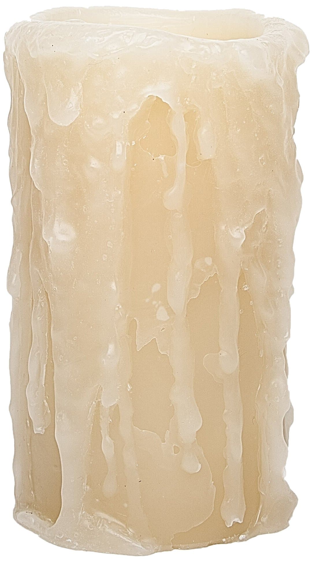 Flameless LED Candle with 3-Inch by 6-Inch Heavy Drip Ivory/Tan