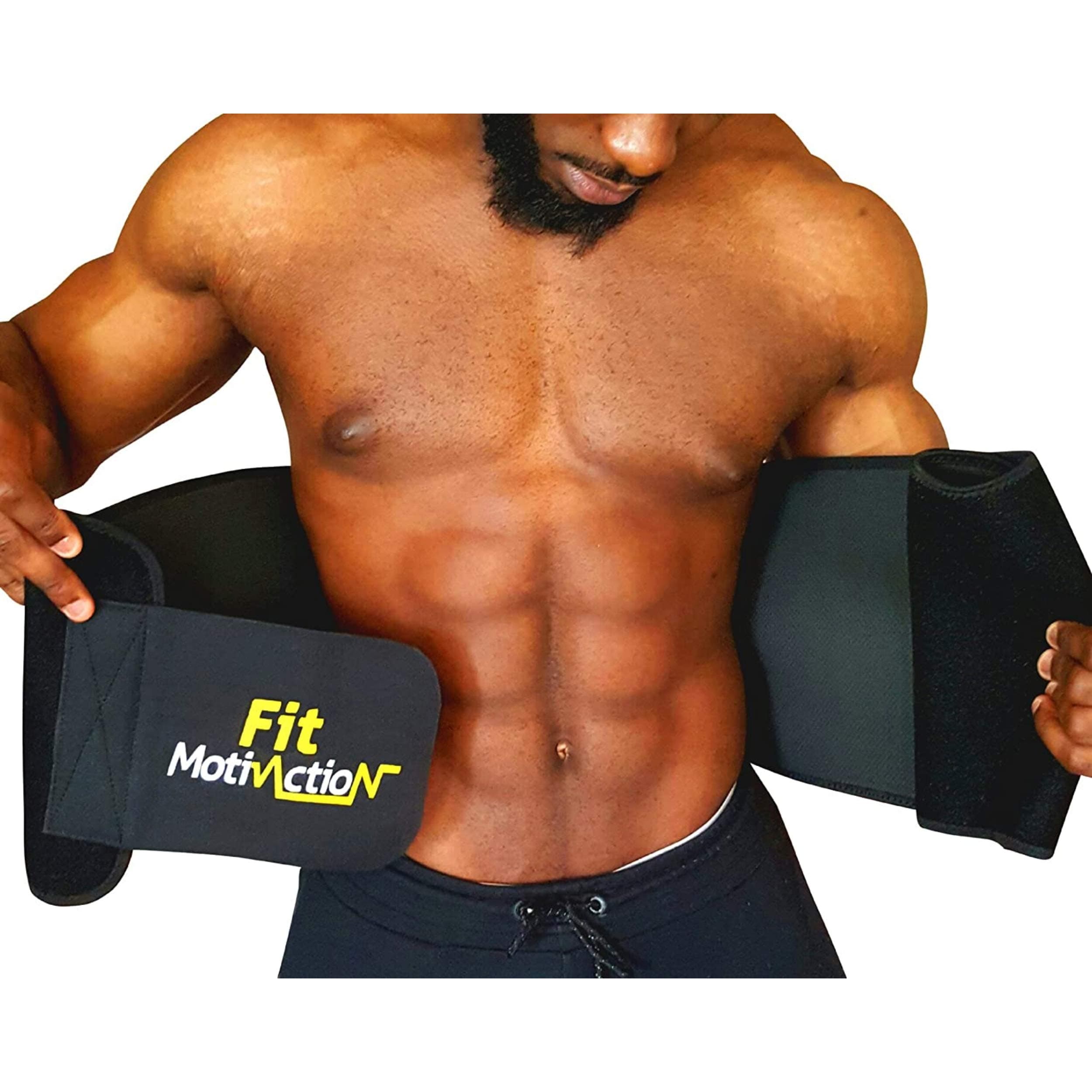 FitMotivaction Waist Trimmer Sweat Belt | Breathable Neoprene, Comfy, Supportive & Adjustable Slimming Fitness Sauna Wrap | Tone Abs, Hydrate Skin, Lose Weight, Burn Belly Fat & Flash Out Toxins