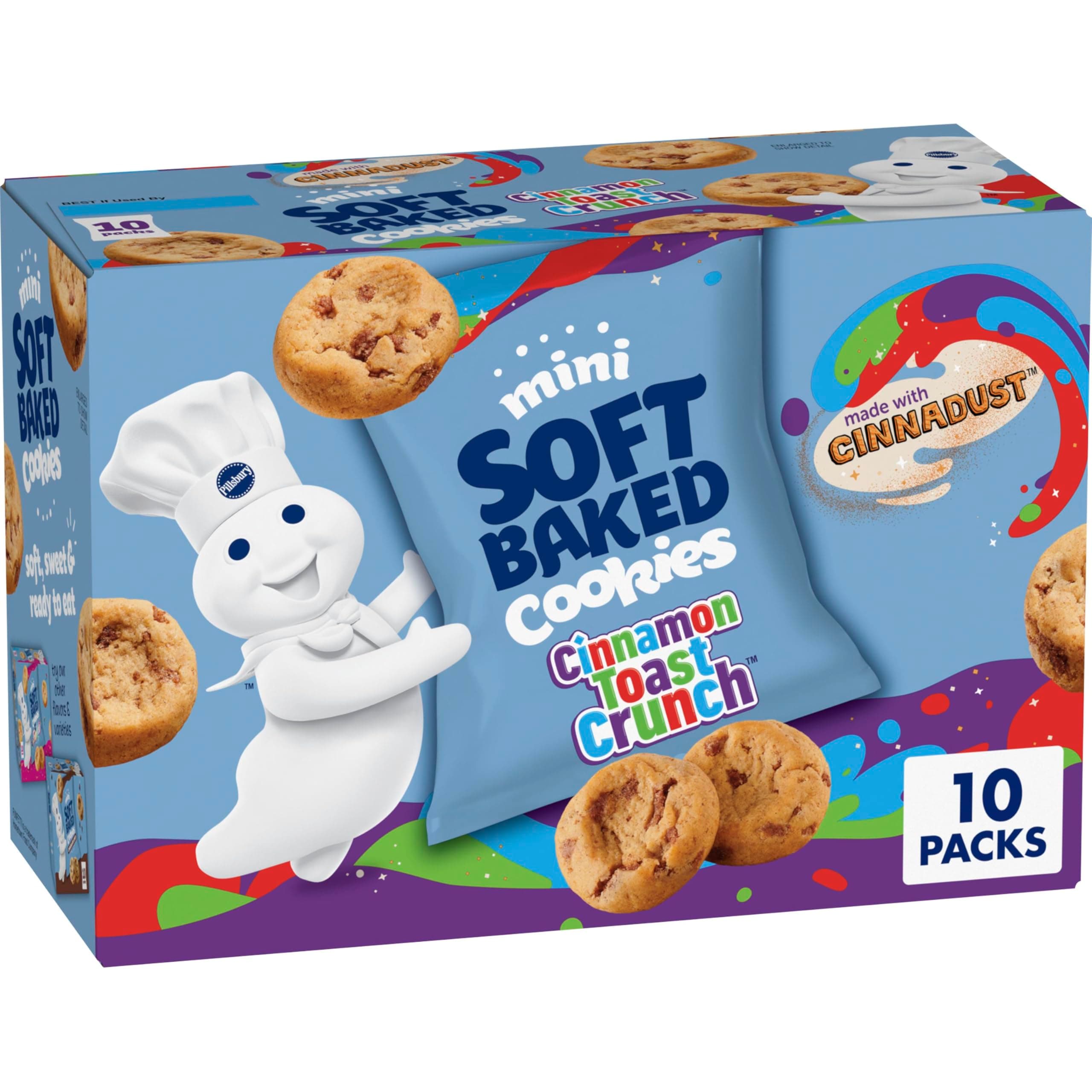 Pillsbury Mini Soft Baked Cookies, Cinnamon Toast Crunch, Made with CINNADUST, Snack Bags, 10 ct