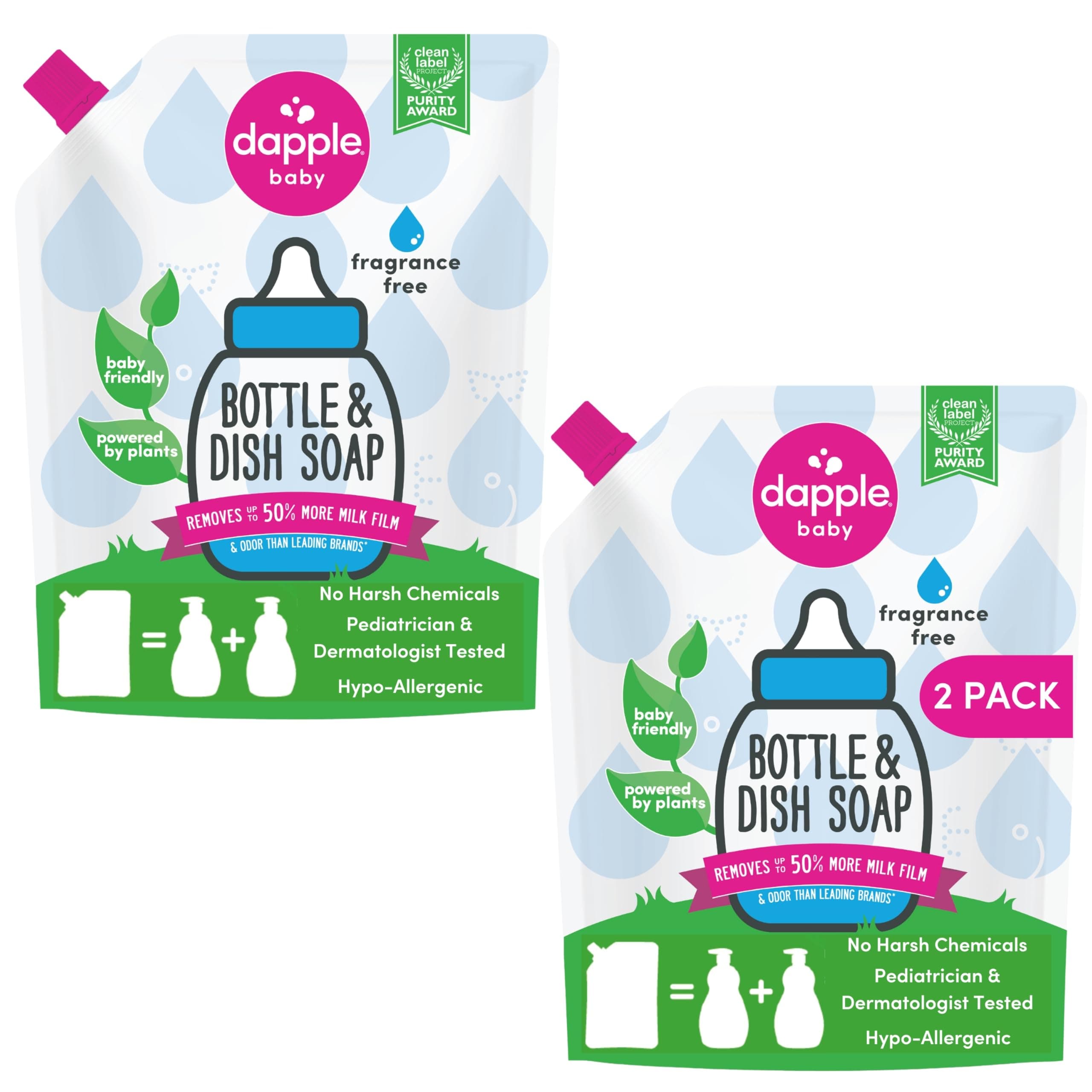 Baby Bottle and Dish Liquid Refill, Fragrance Free Dish Soap, Sulfate-Free, Hypoallergenic, 34 Fluid Ounces (Pack of 2)