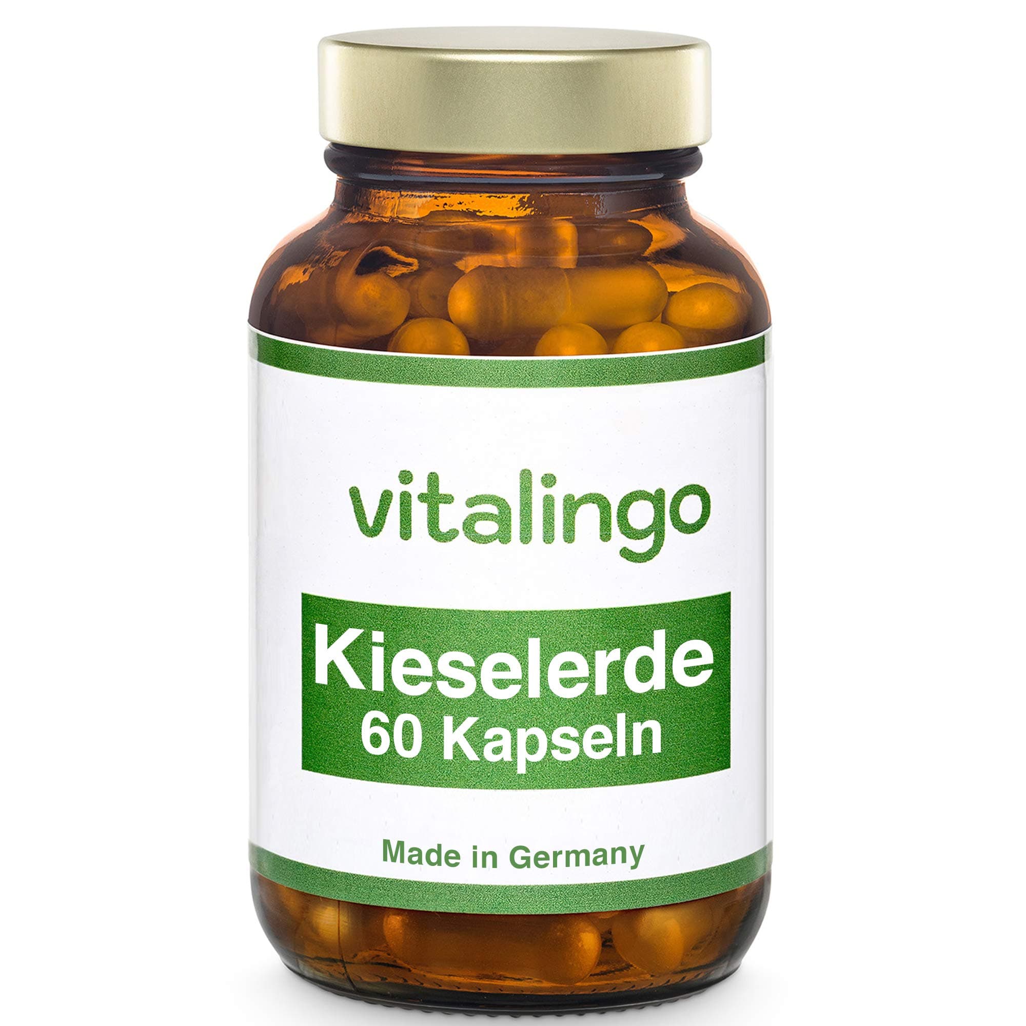 Silica capsules, 60 pieces, silica capsules, high dosed by vitalingo (contents:60 capsules, 350 mg) in a high quality glass bottle.