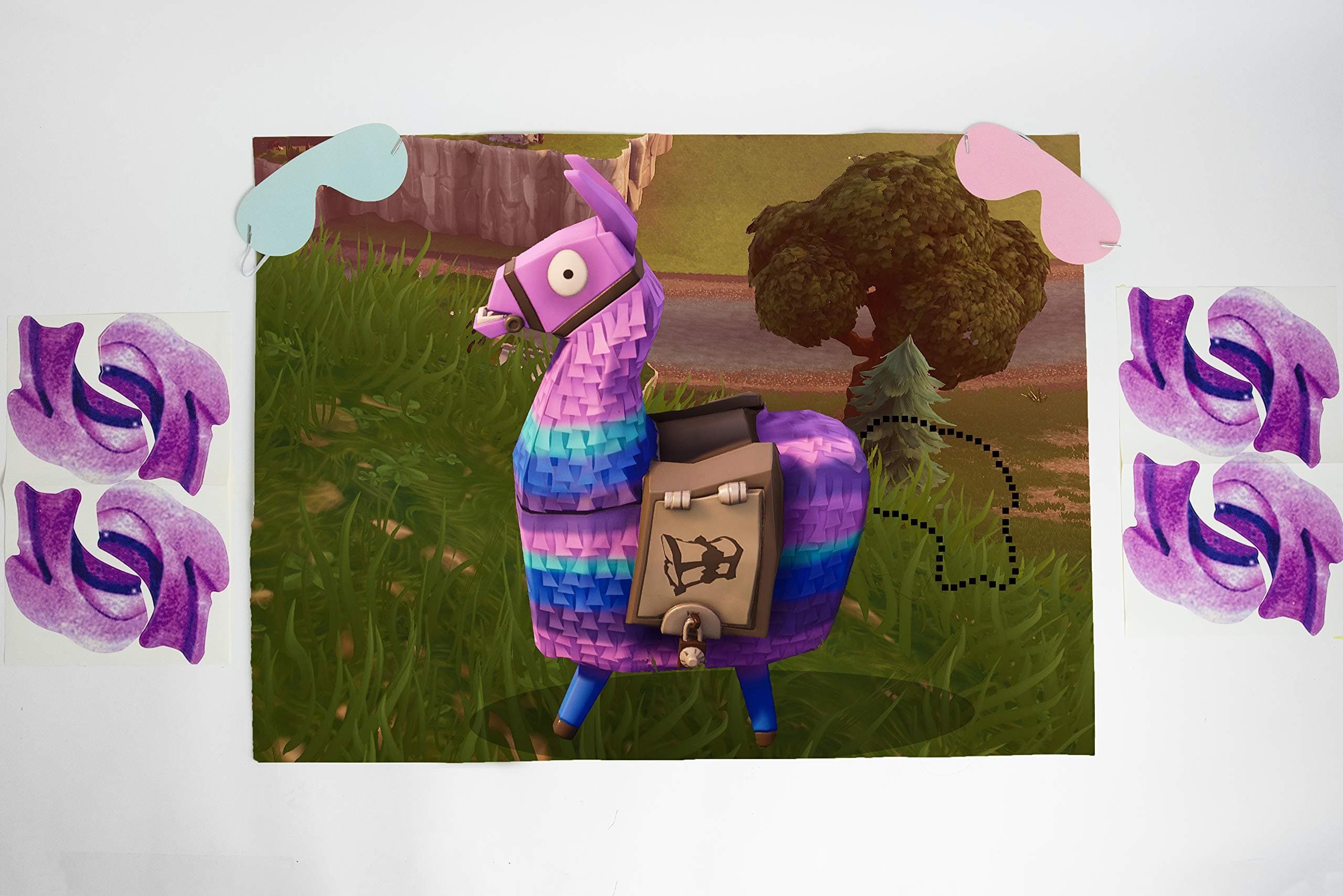 SonaParties Pin the Tail on the Loot Llama Party Game, Large 21 x 28 Poster, 20 Tail Stickers, Party Decorations for Game Fans