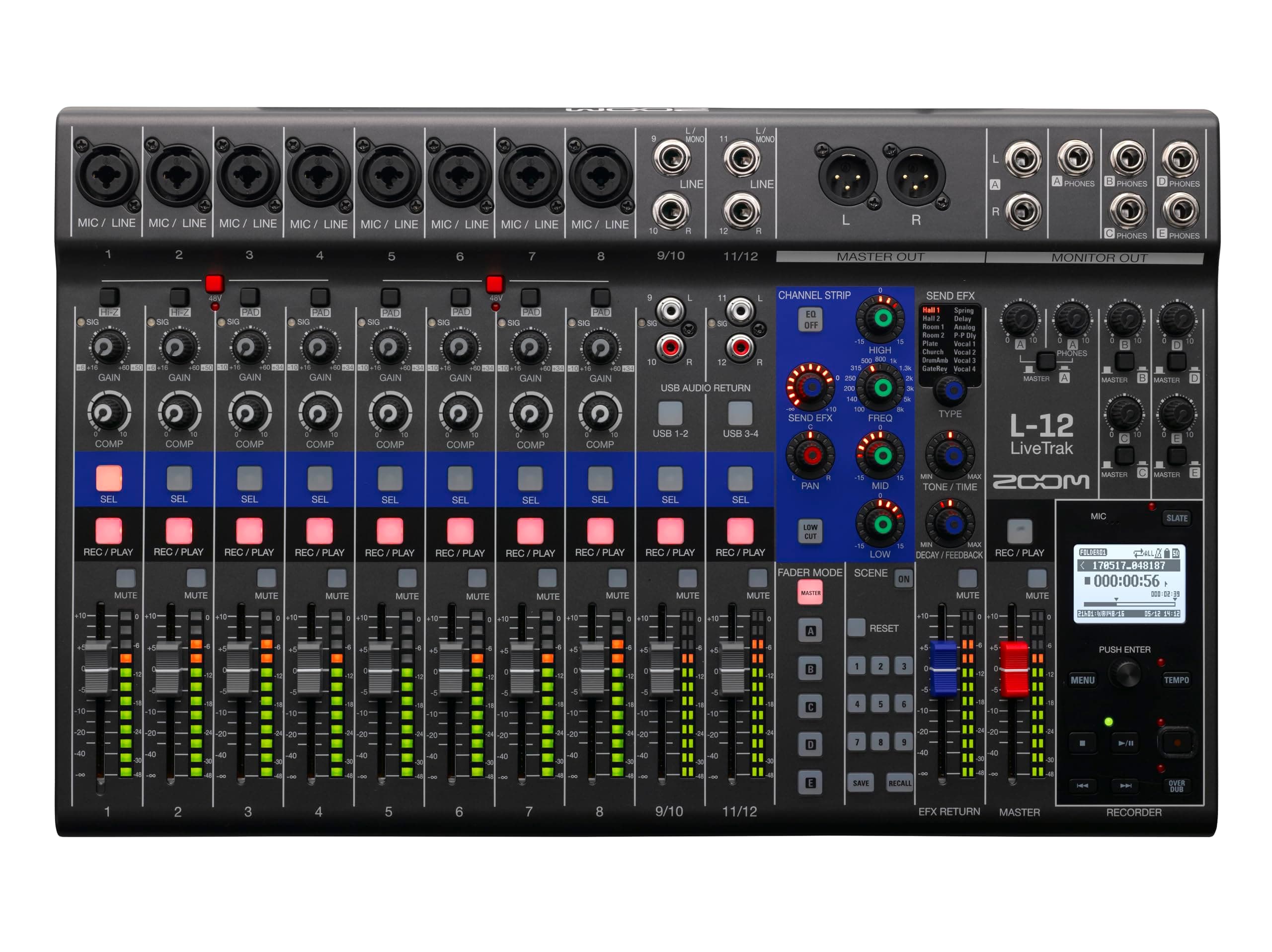 Zoom LiveTrak L-12 Mixer/Multitrack Recorder for Musicians and Podcasters, 12-Input/14-Channel, 5 Powered Headphone Outputs, USB Audio Interface
