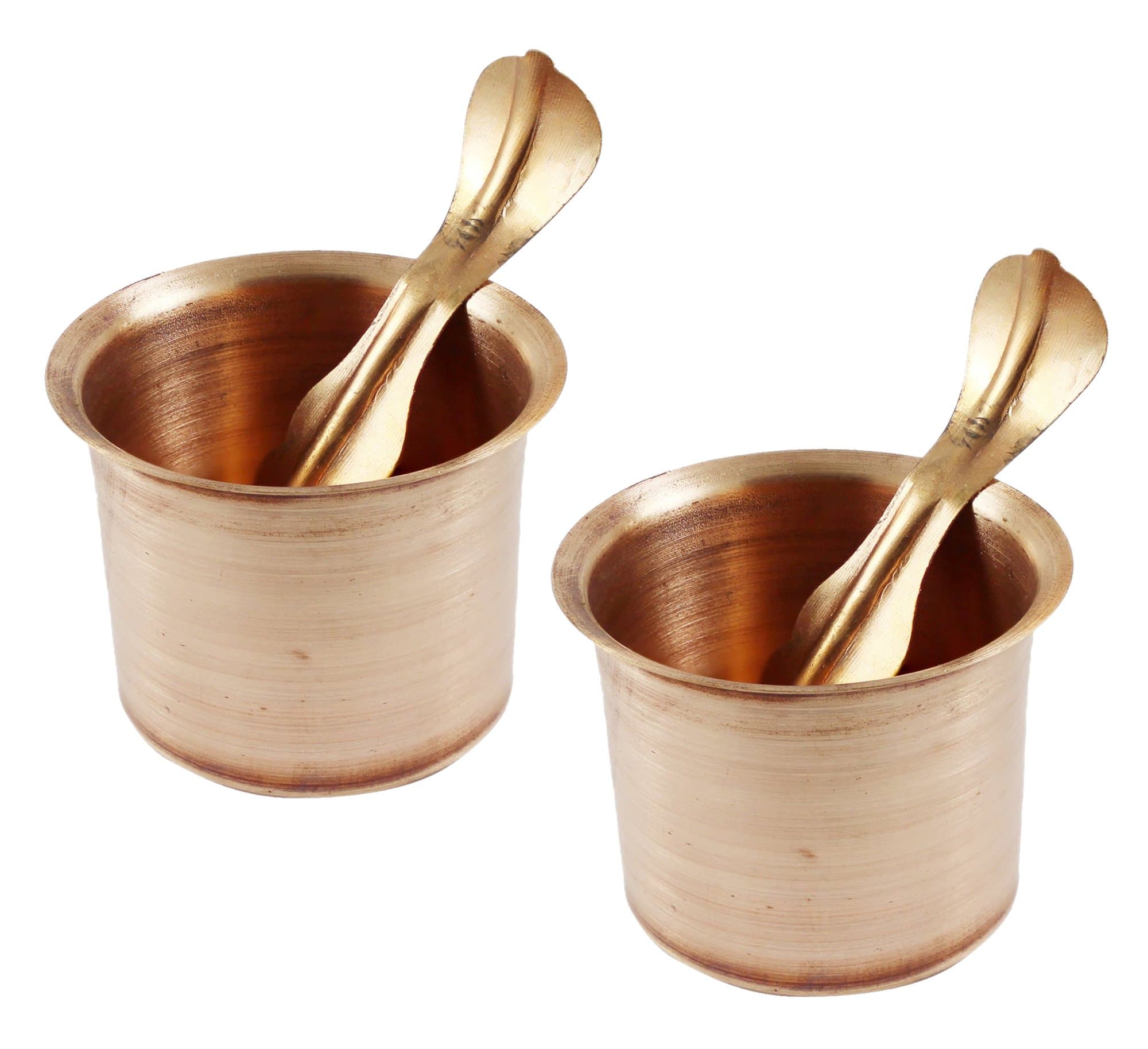 Set of 2 - Hindu Pooja Lota and Spoon (Achman) Set - Handmade Pure Copper Cup -2 x 2.3 x Inch