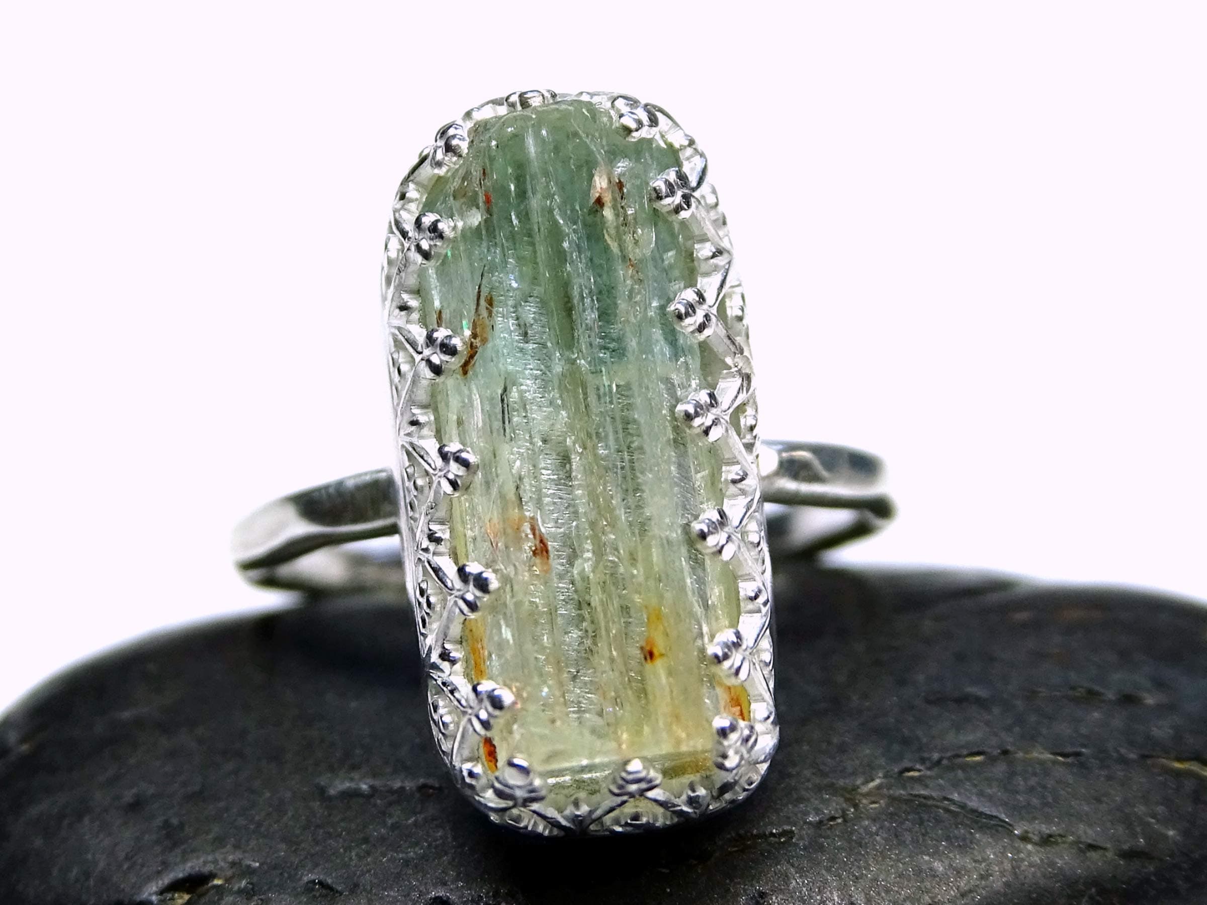 raw aquamarine ring silver, aquamarine crystal silver ring, aquamarine engagement ring, promise ring, birthstone anniversary gift for women