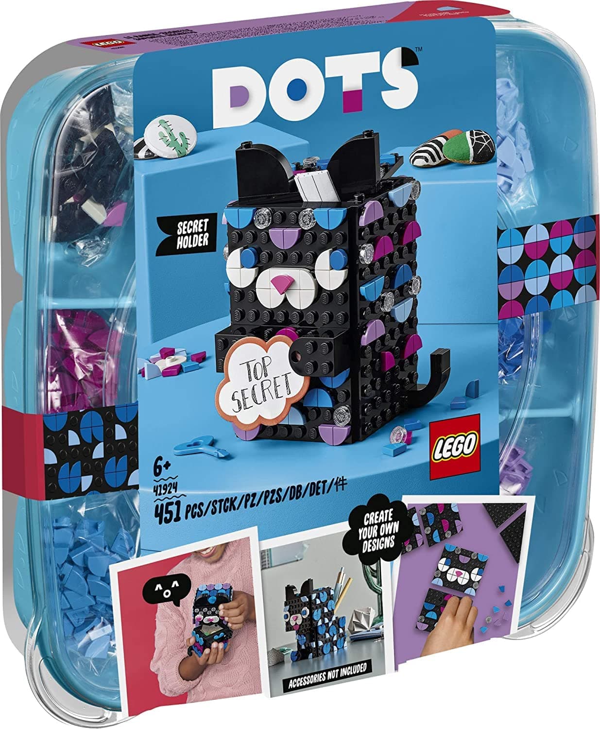 DOTS Secret Holder 41924 DIY Craft Decorations Kit; Creative Activity for Kids Who Want to Make a Cool Cat Set, New 2021 (451 Pieces)
