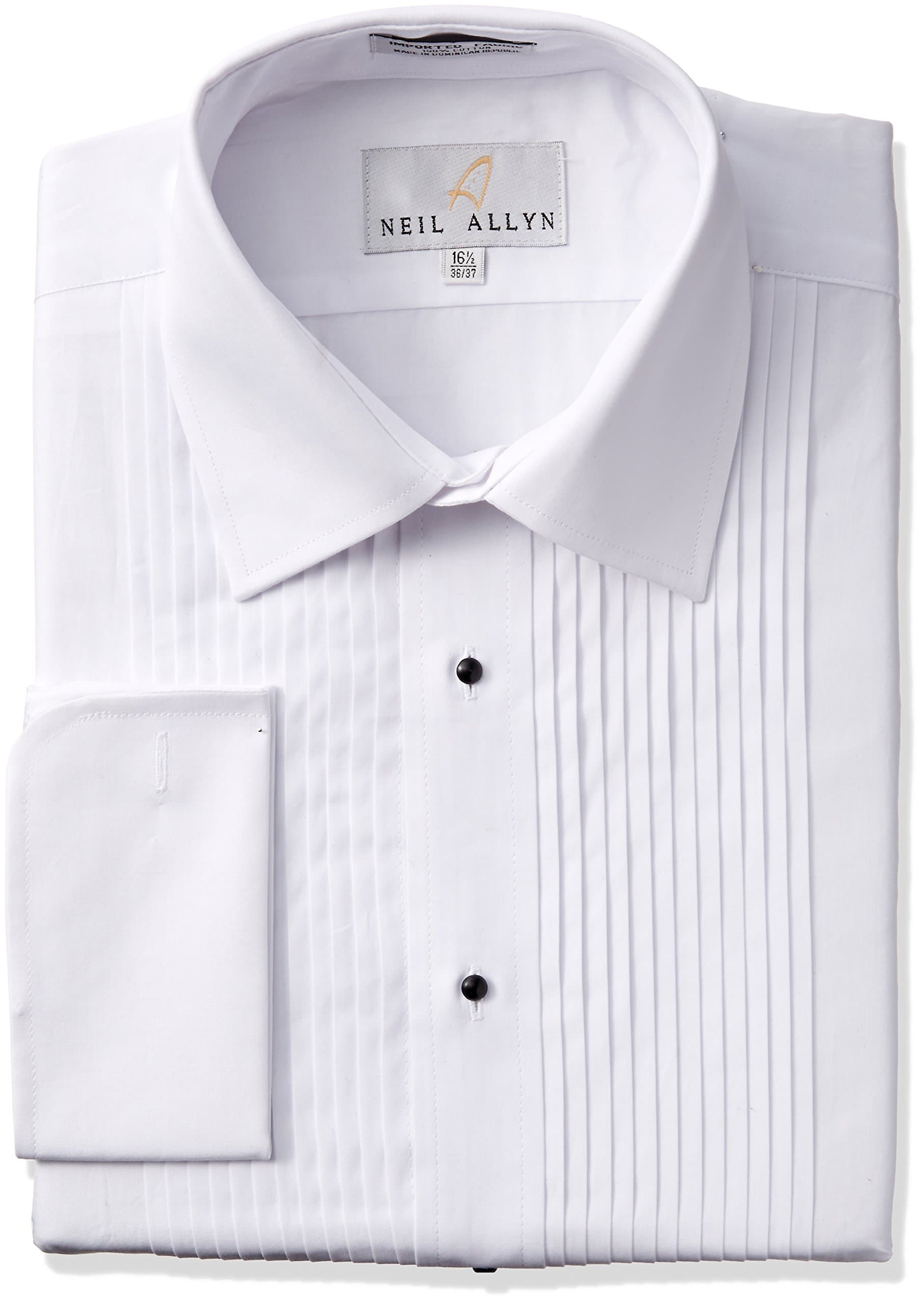 Neil Allyn Men's Tuxedo Shirt - 100% Cotton Laydown Collar(16-36/37) White