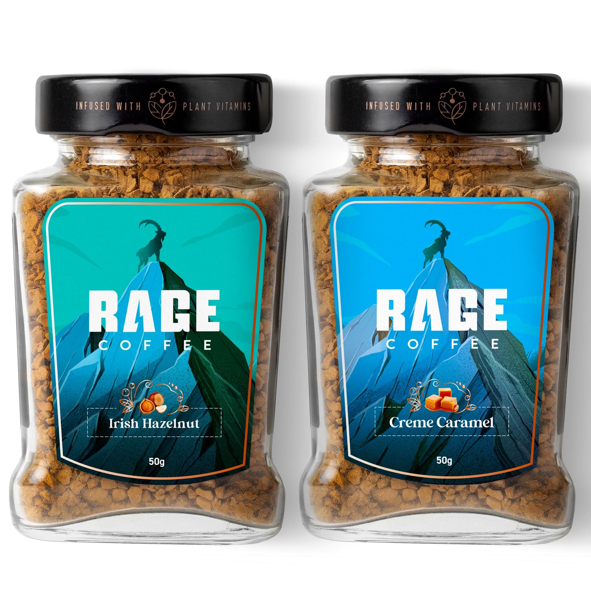 Combo Pack of 2 - Irish Hazelnut & Creme Caramel Flavoured Coffee 50 Gms Each