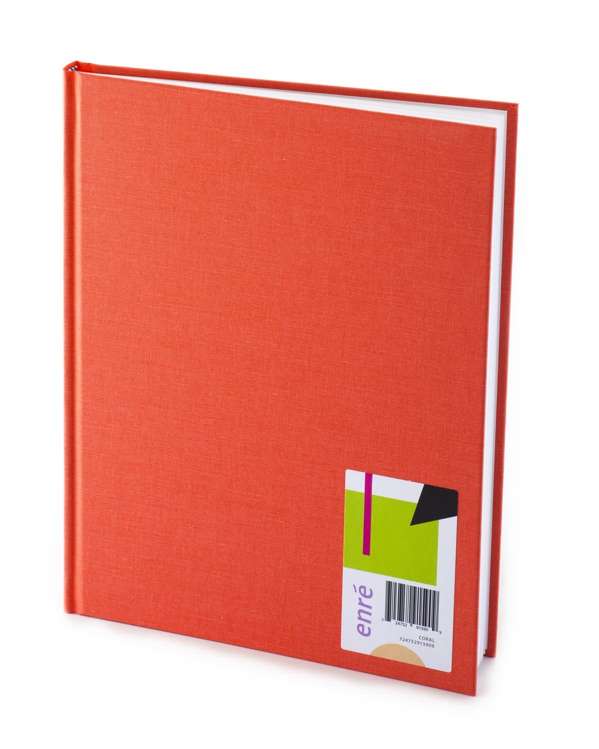 Enre Premium Hardcover Sketchbook, Fine Linen Cover, 30% Recycled Paper, Heavyweight 70lb (105 gsm) Sketch Paper (8.5 x 11, Poppy)