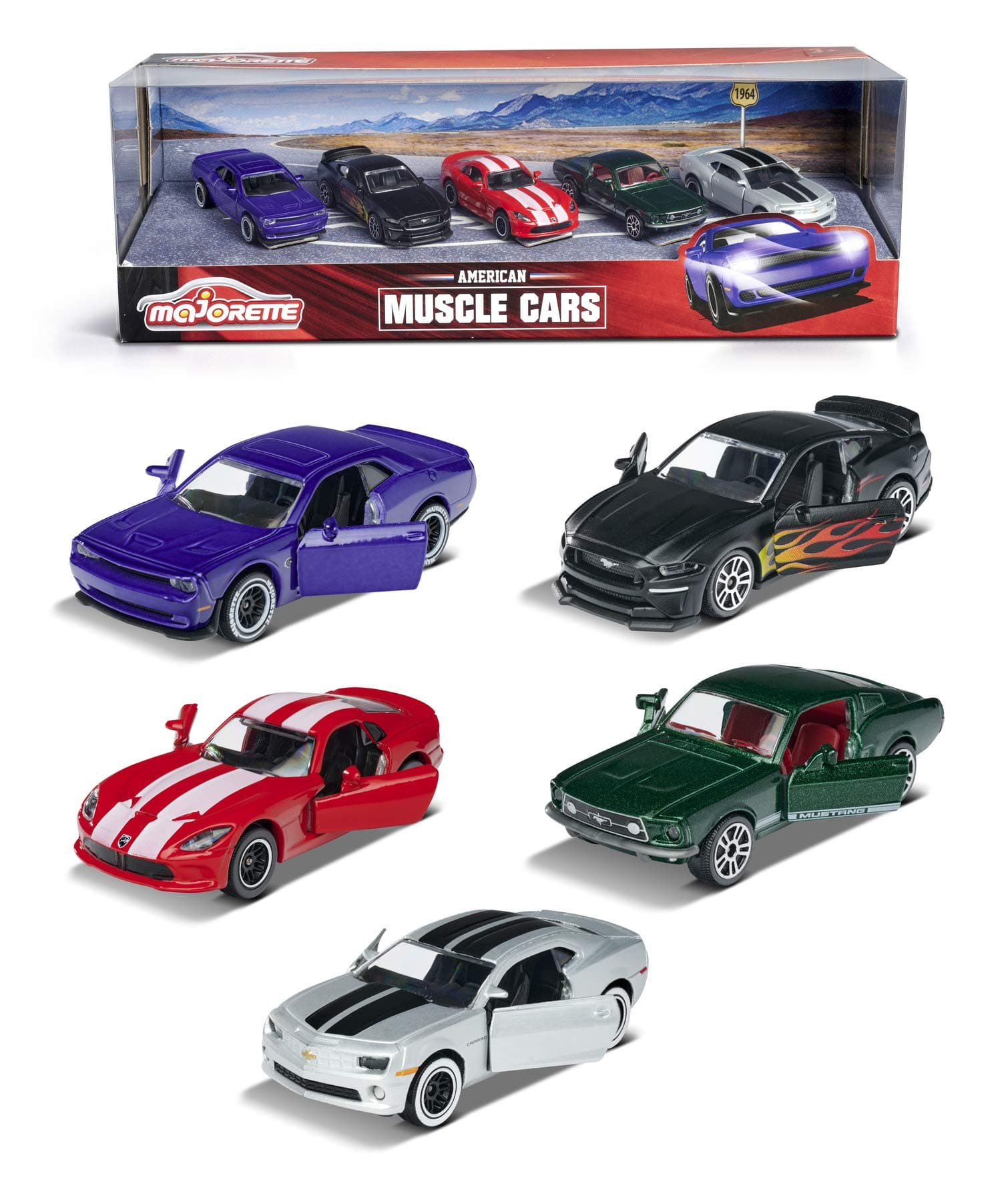 Majorette Metal Muscle Car, 5 Piece, Multicolour