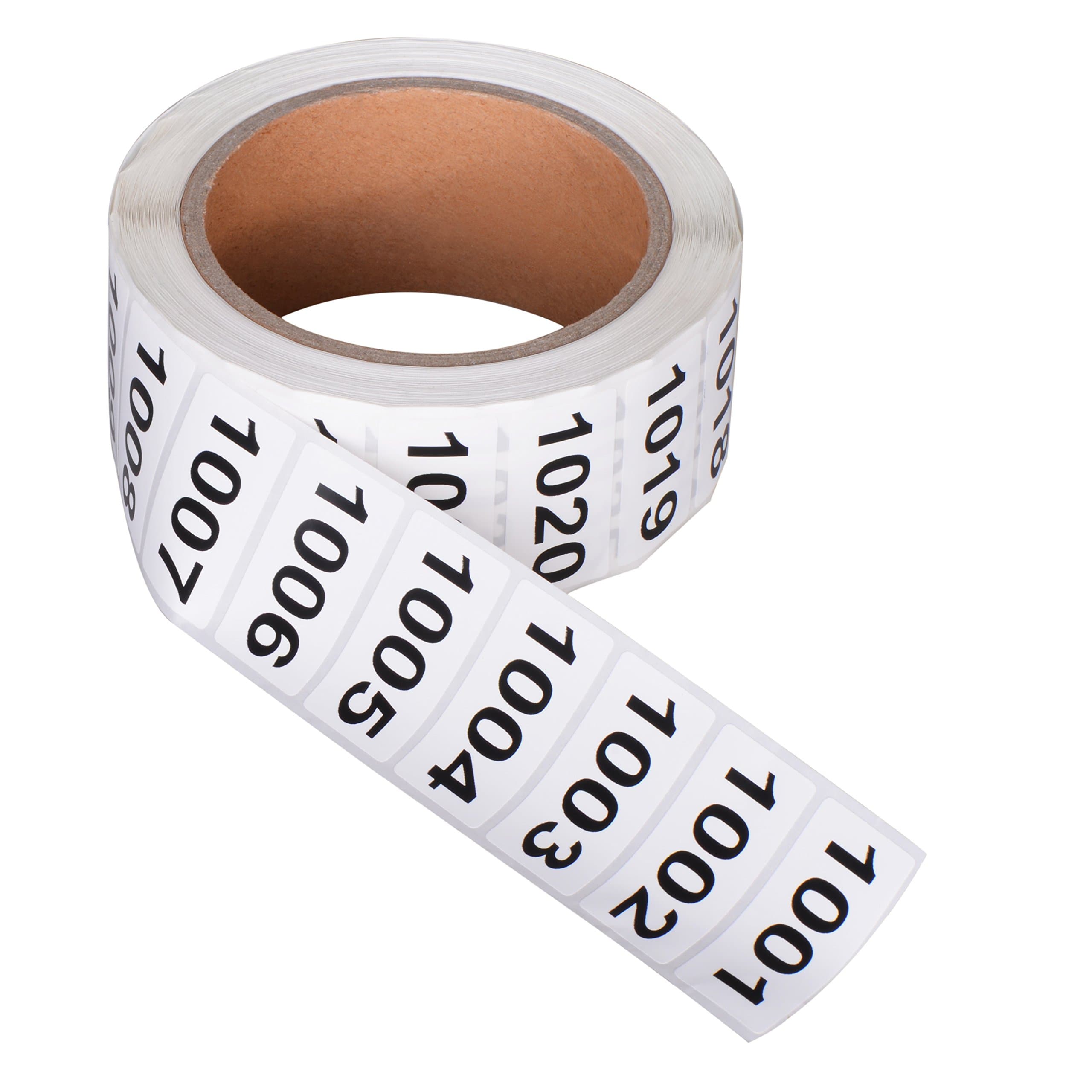 HardNok Consecutive Numbered Stickers, Self-Adhesive Spill Resistant Removable Labels for Inventory Management/Move(White Black 1.57” X 0.79” ) (1001-2000)