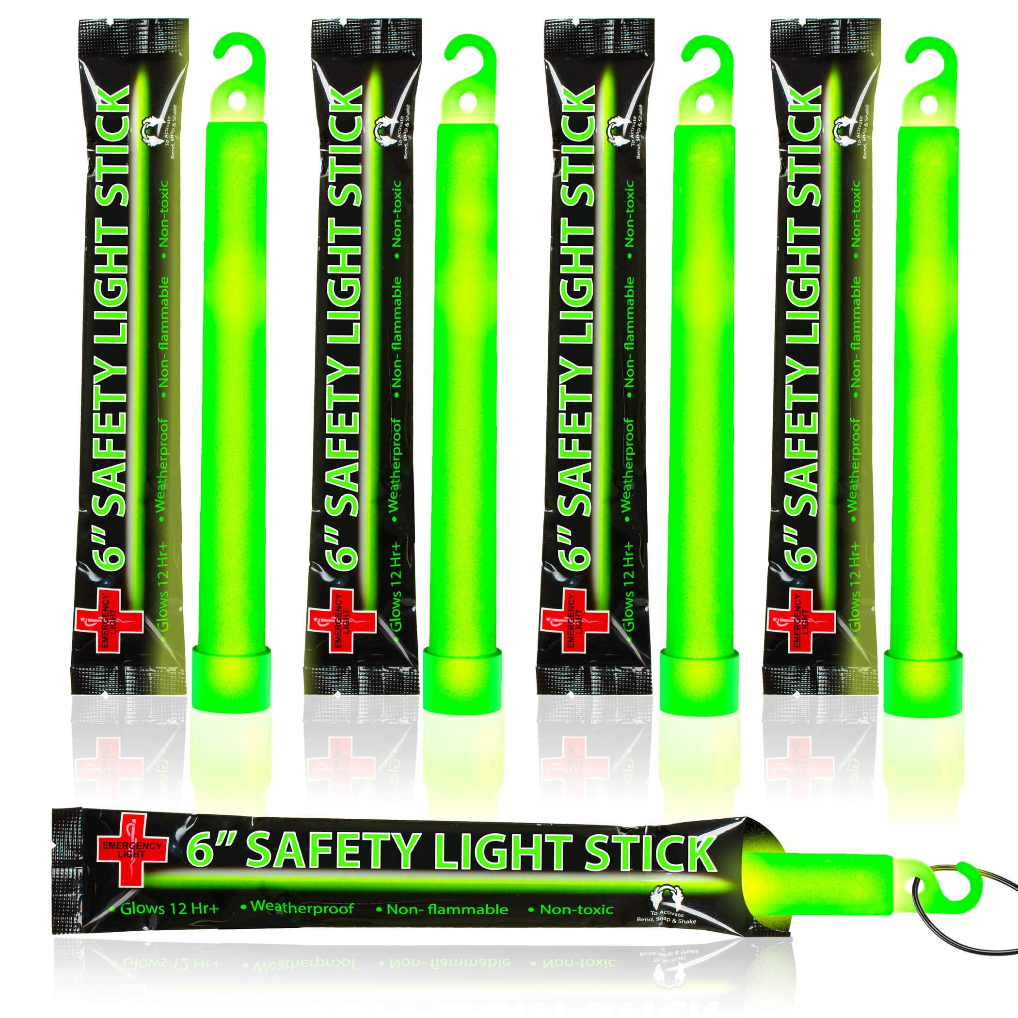 - 25 Ultra Bright Green Glow Sticks - Individual Packed With Lanyard - For Camping, Emergency Survival - Glow Lights for Blackouts, Hurricane and Storms- 6 Inch Chem Light Sticks with 12 Hour Duration