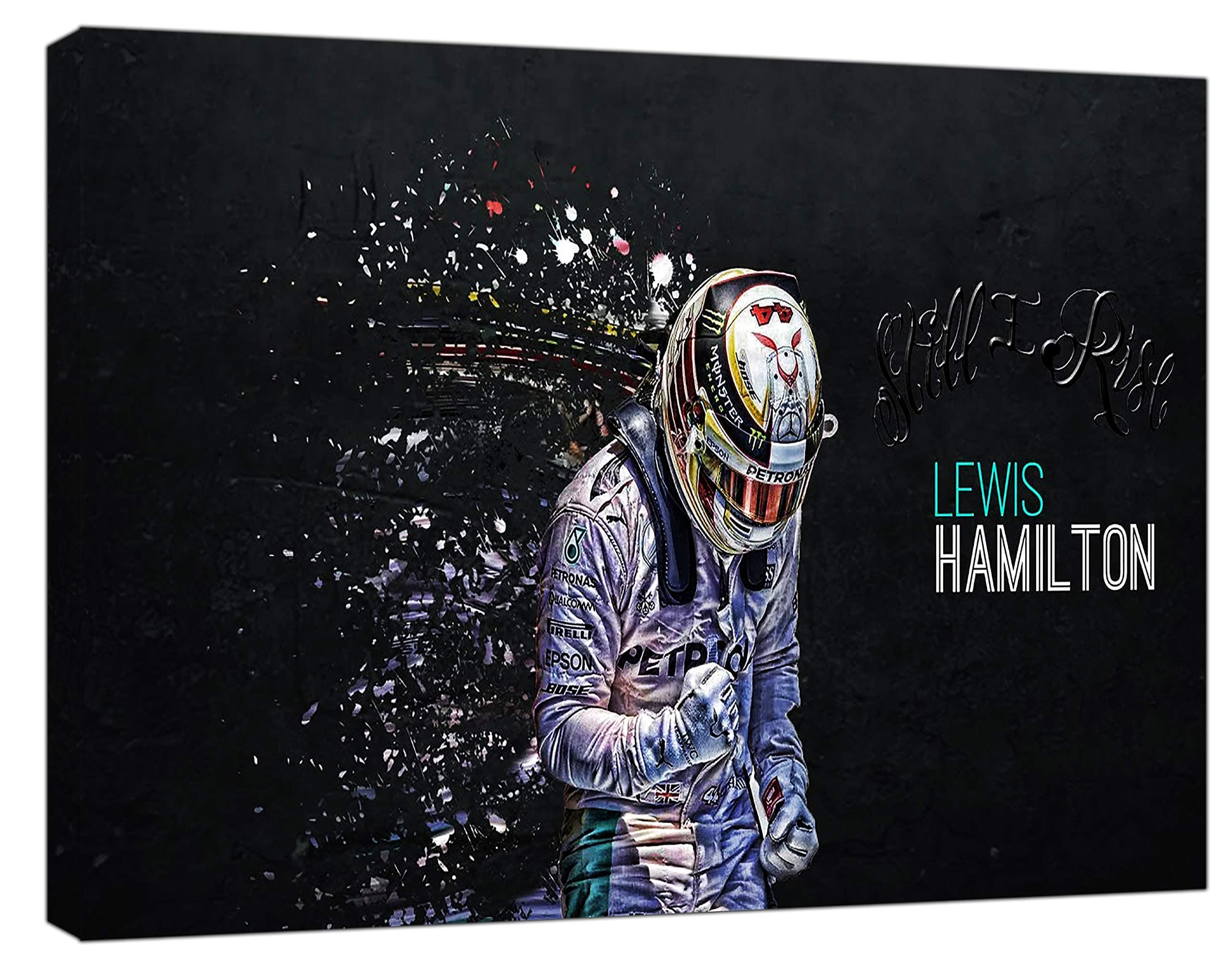 ARTSPRINTS Formula 1 Lewis Hamilton Still I Rise Photo Print ON Framed Canvas Wall Art 20’’ x 16 inch -38mm Depth
