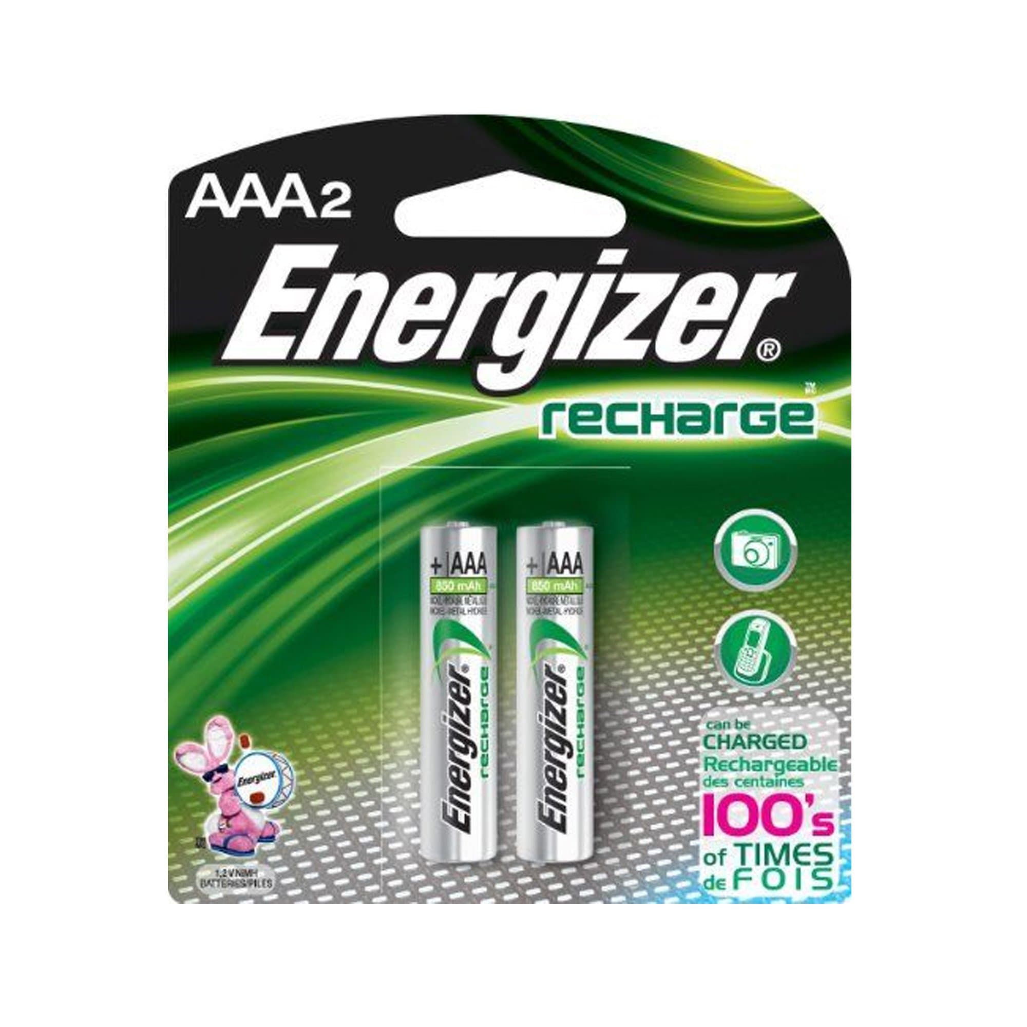Energizer Recharge NiMH AAA 1.2 volt Rechargeable Battery NH35BP-2 2 pk - Total Qty: 1; Each Pack Qty: 2; Total Items Rec: 2