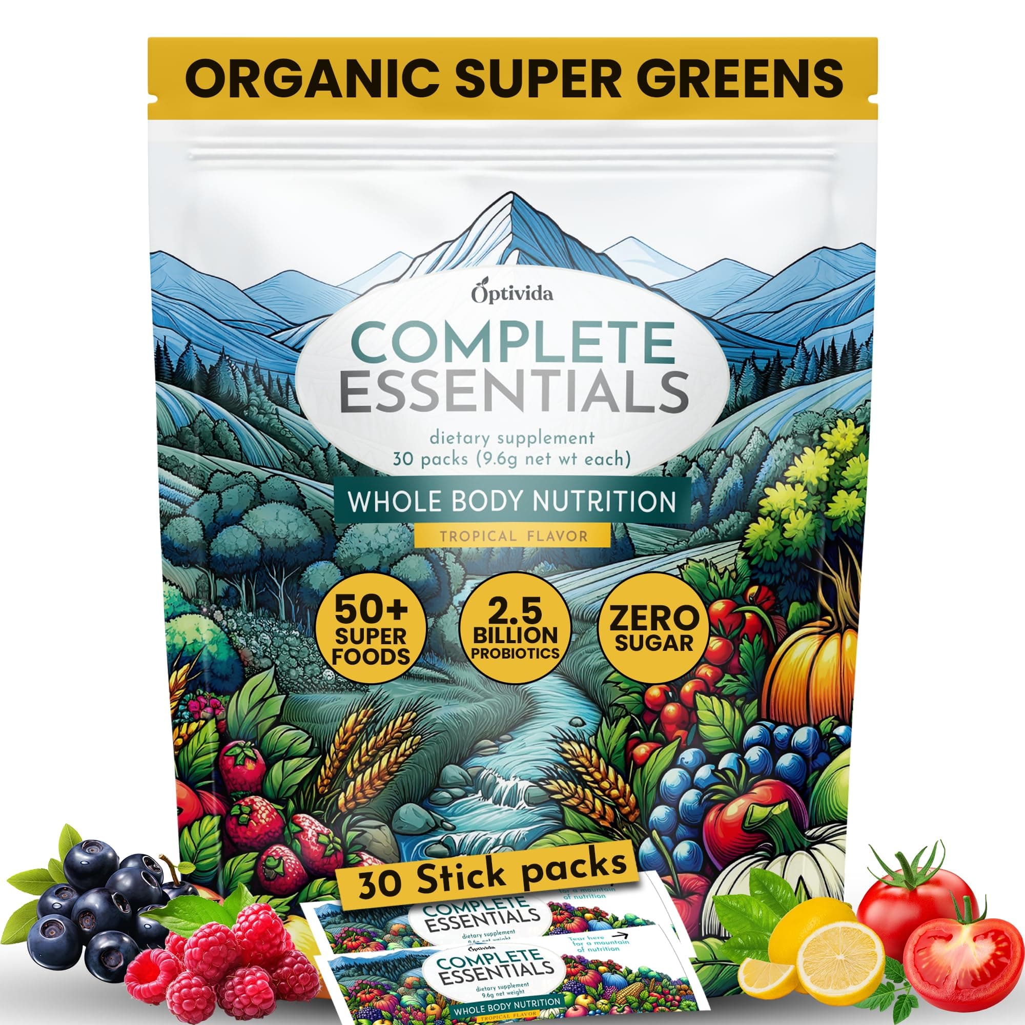 - Fruits & Veggie Mix Super Greens Powder Packets (30 Days)- 50+ Superfood Green Juice Powder & Greens Supplements W/Probiotic, Antioxident, Digestive Enzymes & Adaptagen Blends for Gut Health